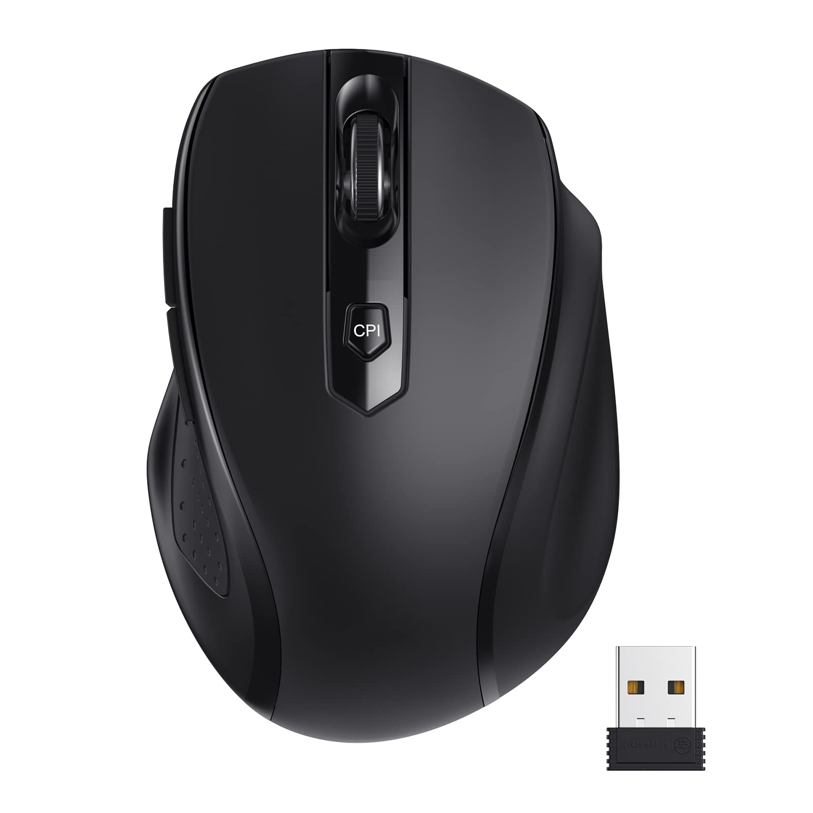 Ergonomic Wireless Mouse 2.4G with USB Receiver, 5 Adjustable DPI up to 2400, Compatible with Laptop, Chromebook, Notebook, MacBook, PC - Perfect for Office, Home, and Travel Use