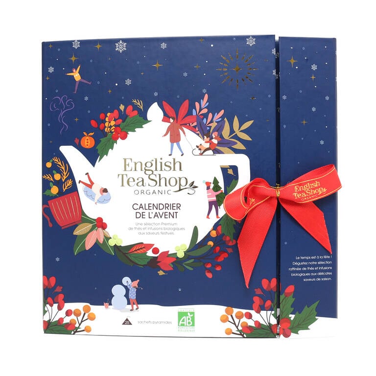 Christmas 2024 English Tea Shop Book-Style Advent Calendar - 24 Days of Premium Tea Bags for Holiday Countdown & Cozy Winter Evenings