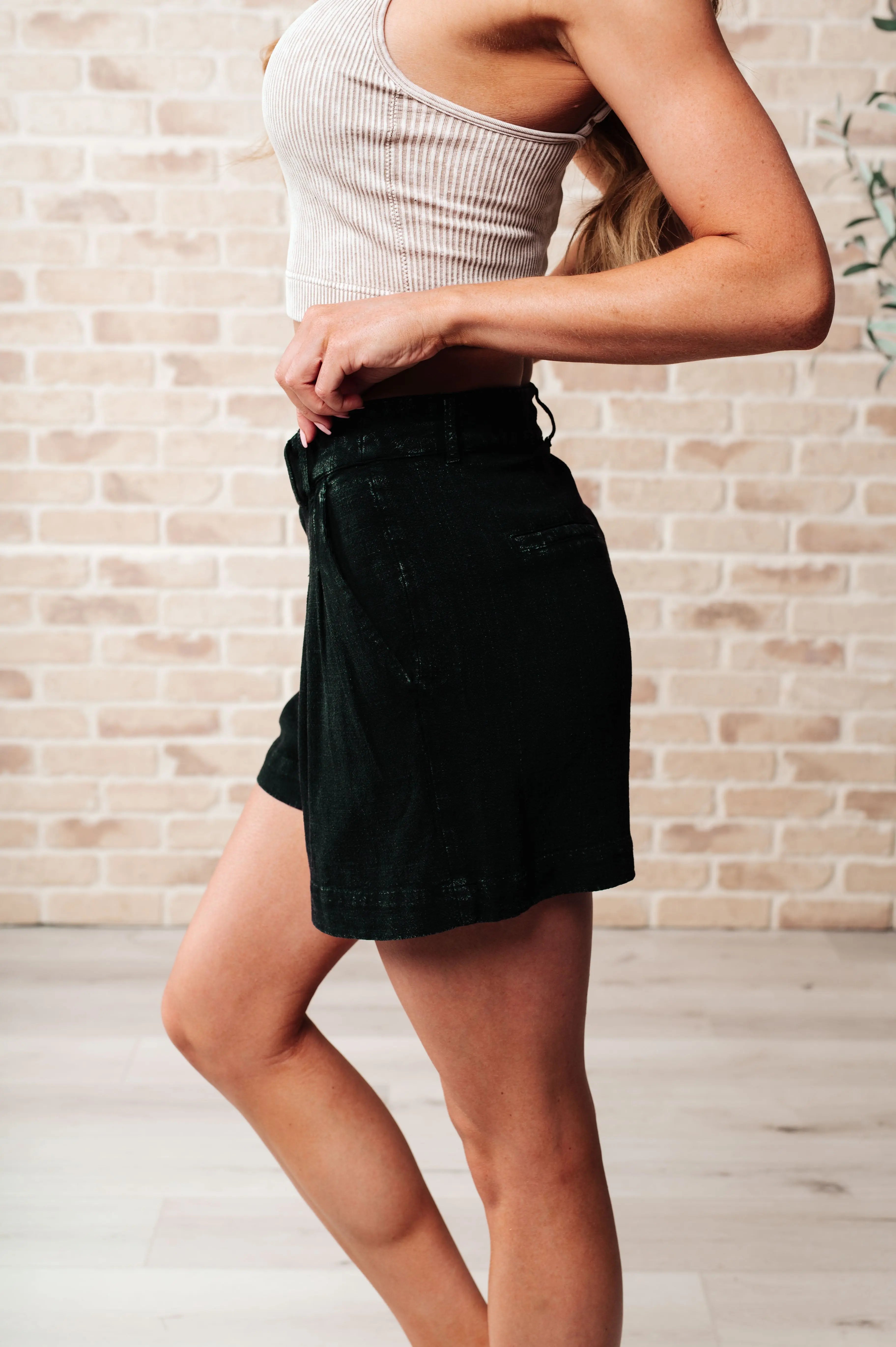 Mind Over Matter Pleated Shorts for Women - Black High Waist Casual Shorts for Summer, Gym, and Travel
