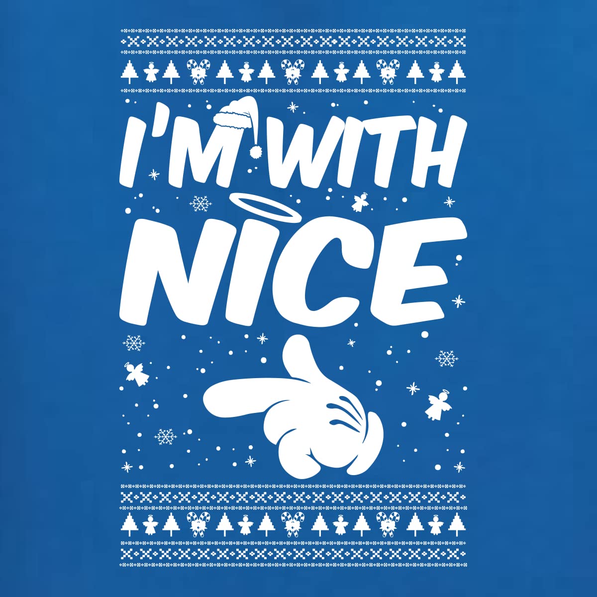Wild Bobby 'I'm With Nice' Ugly Christmas Sweater - Unisex Holiday Crewneck Graphic Sweatshirt for Xmas Parties & Family Gatherings