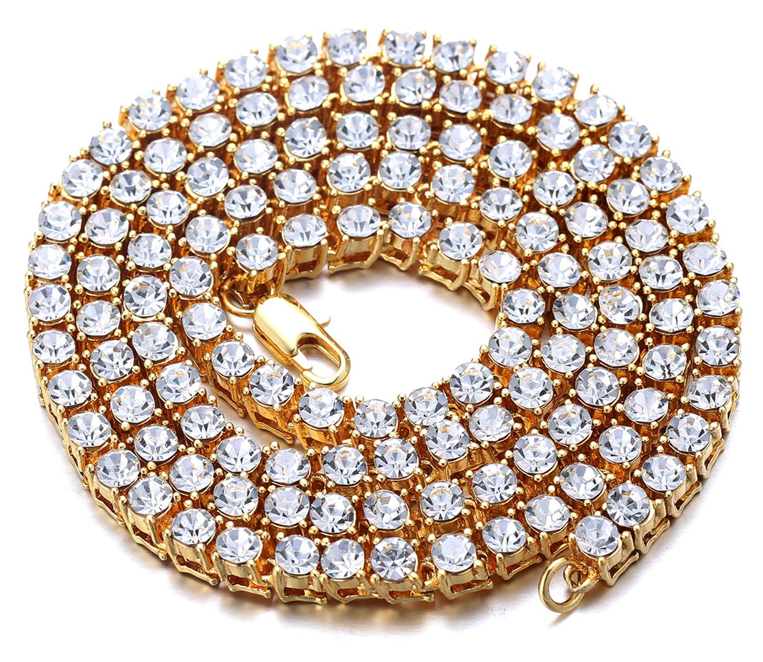 Iced Out 6MM Men's Tennis Chain - 18K Real Gold/Platinum White Gold/Rhodium Black Plated Choker Necklace & Bracelet Set with Lab Diamond Prong Setting | Luxury Hip Hop Jewelry Gift for Men | Perfect for Parties, Weddings & Special Occasions