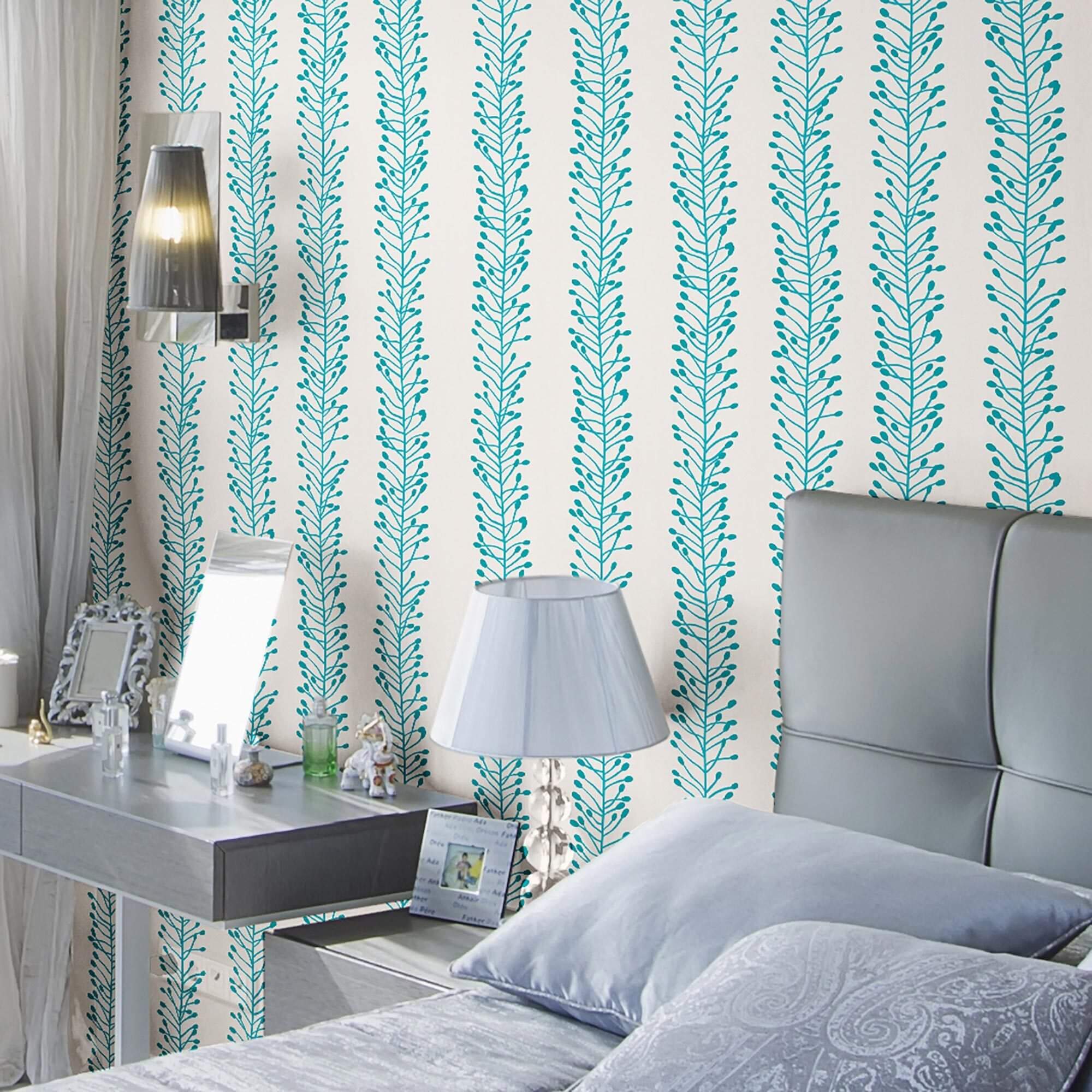 Blue Floral Peel and Stick Removable Wallpaper - Self-Adhesive Decor for Bedroom, Living Room & Office - Easy DIY Home Renovation