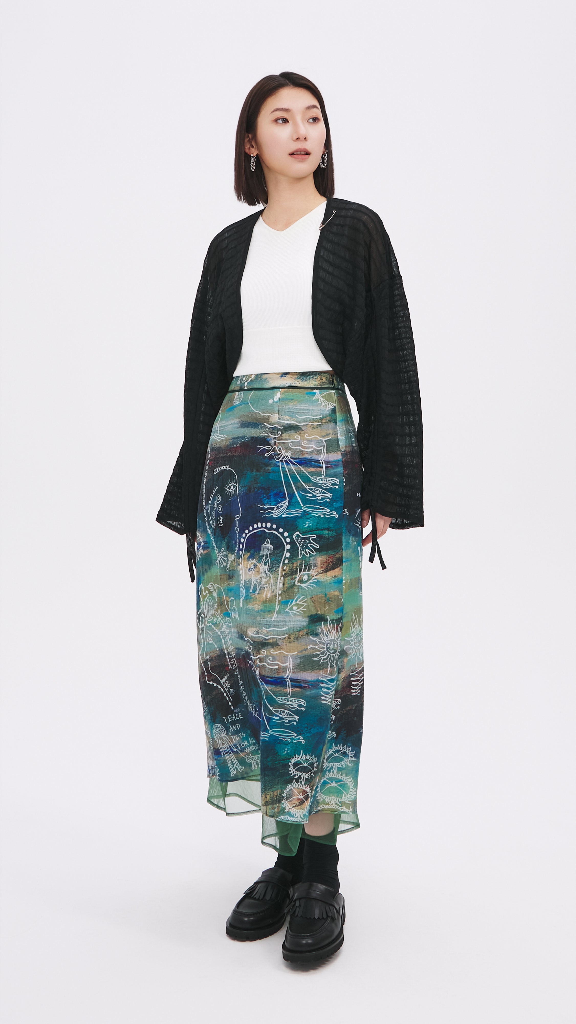 Stylish Floral Pattern Skirt for Women - Trendy A-Line Midi Skirt for Casual Outfits, Office Wear & Summer Dresses