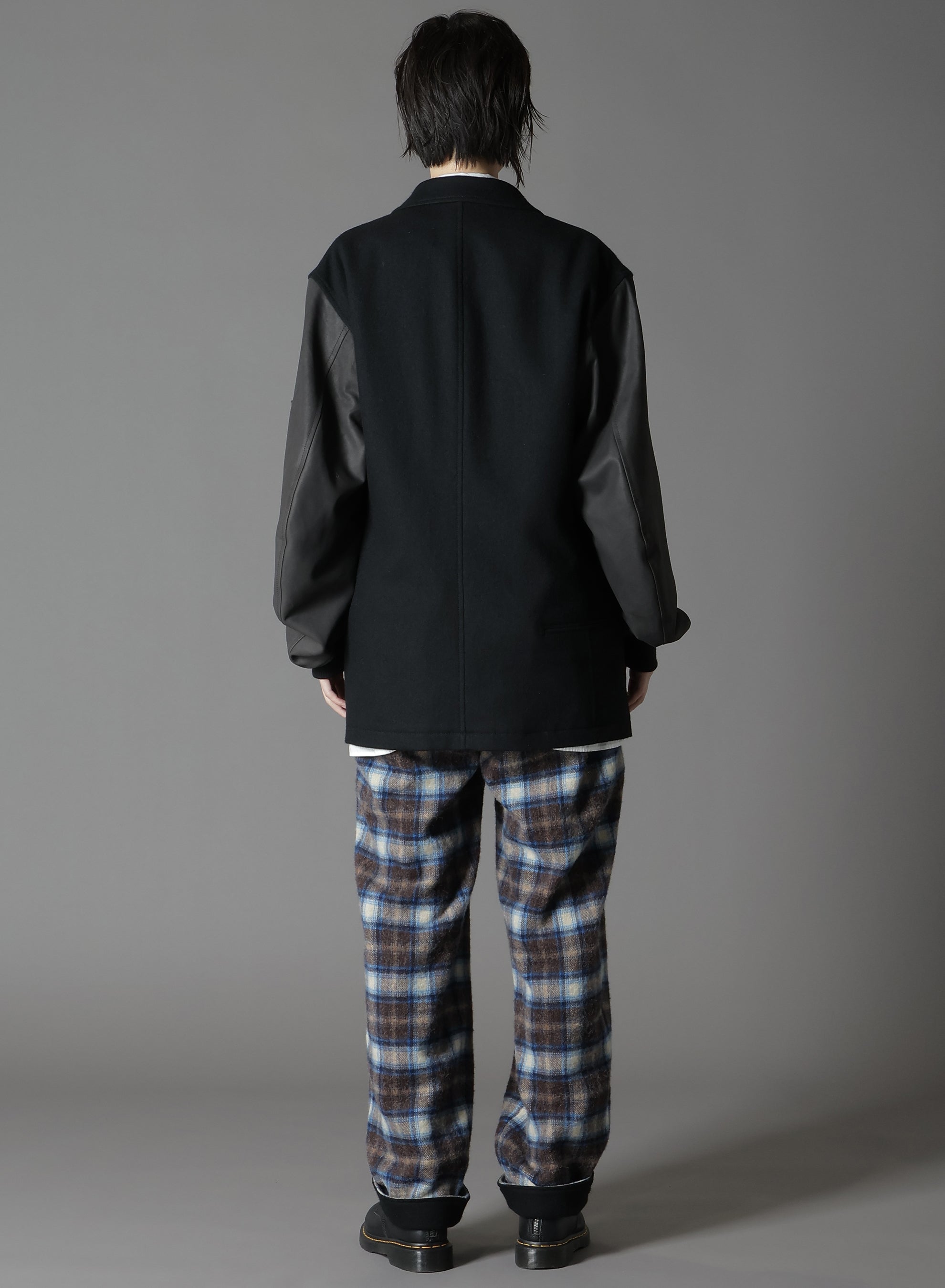 Stylish Checked Shaggy Wool Side Cut Off Pants for Women - Trendy High Waist Wide Leg Trousers for Casual Outfits & Winter Fashion
