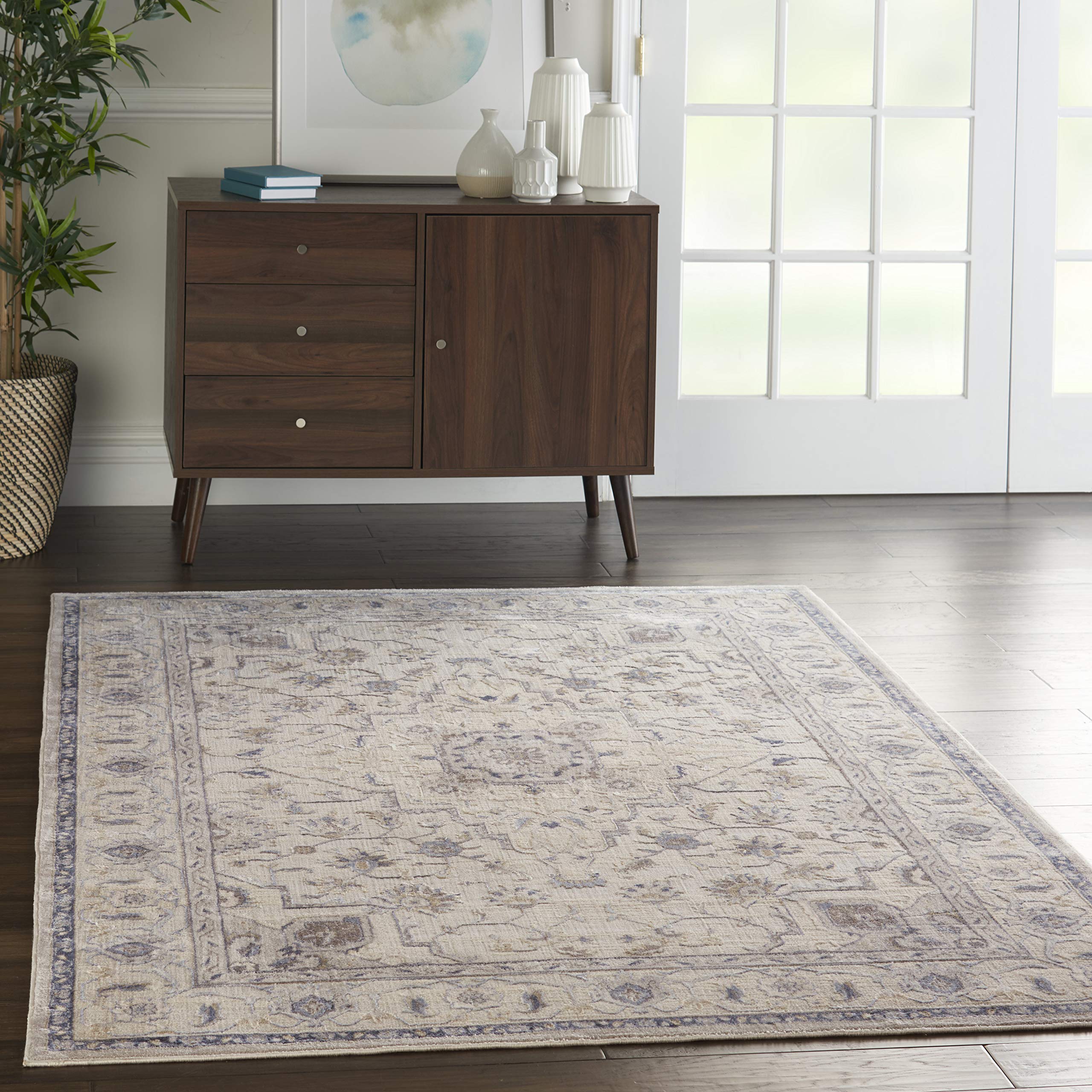 Nourison Sleek Textures Traditional Ivory/Grey 5'3