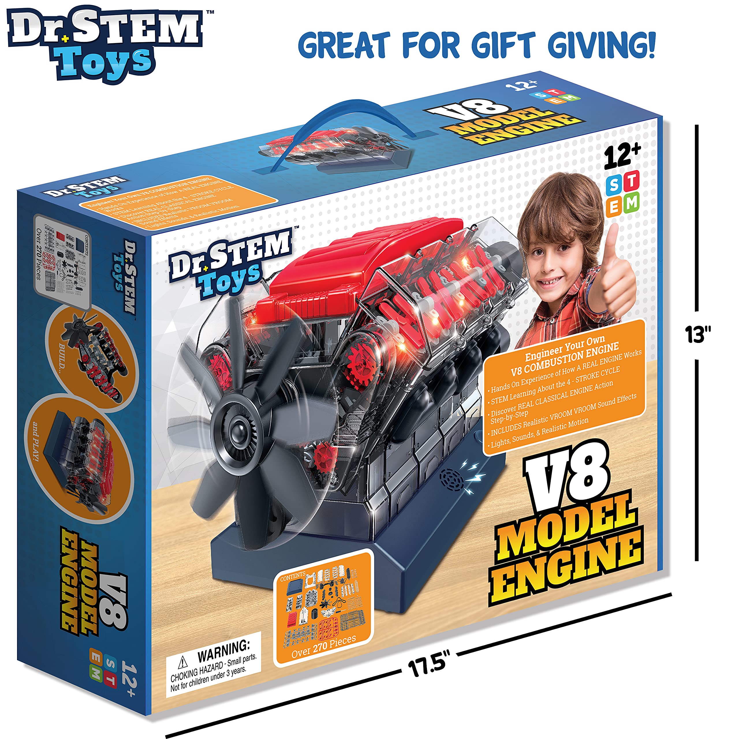 Dr. STEM Toys V8 Model Engine Kit - DIY Educational Science Toy for Kids & Adults - Build Your Own Working V8 Engine - Perfect for STEM Learning, Science Projects & Car Enthusiasts