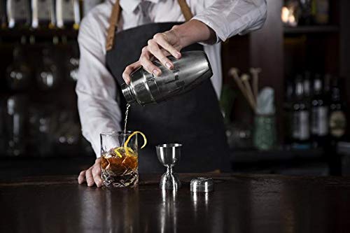 Viski Silver Heavyweight Cocktail Shaker Set - 16.5 oz Stainless Steel Drink Mixer with Bar Strainer - Professional Martini & Margarita Mixing Kit - Polished Silver Finish - Perfect for Home Bars, Cocktail Parties & Bartending