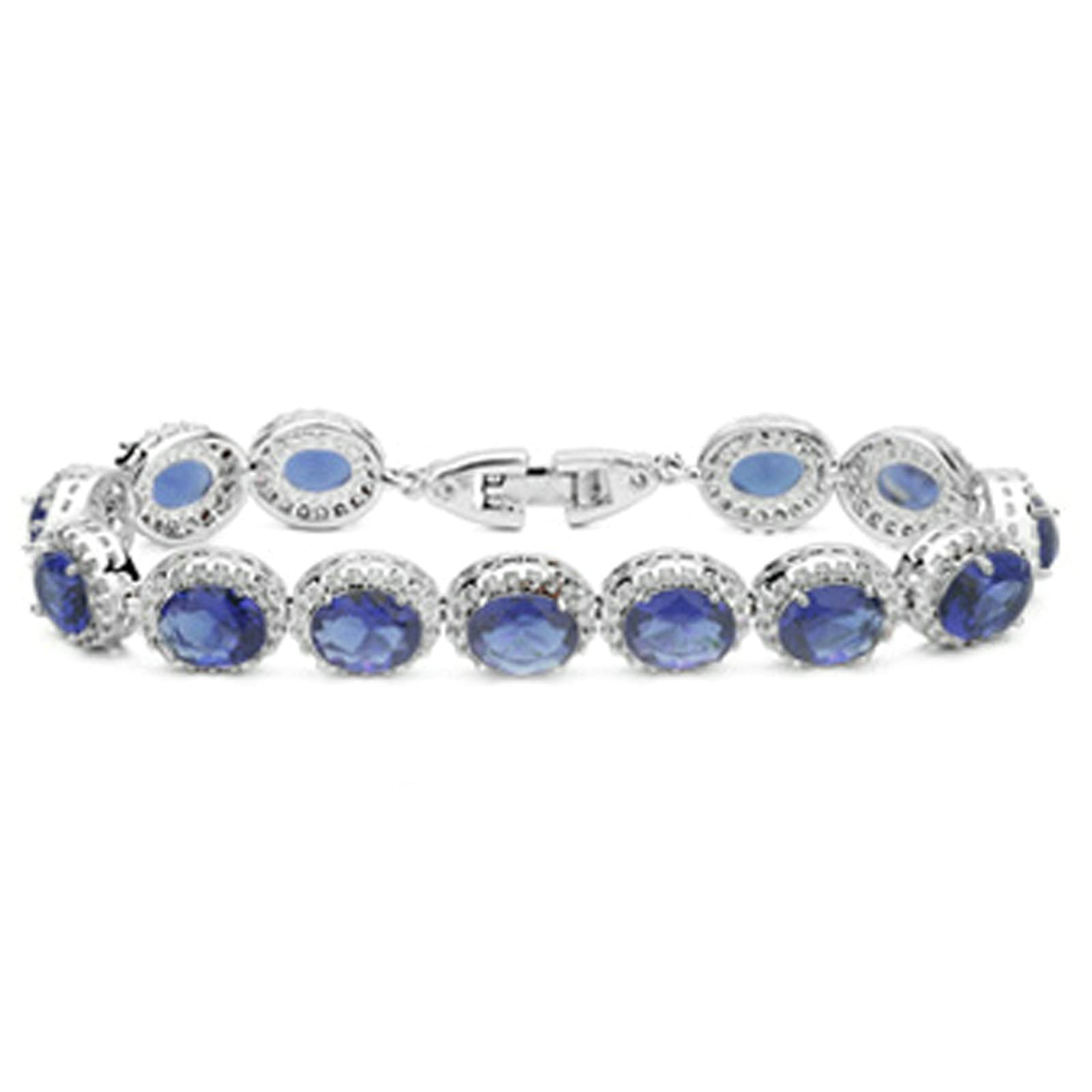 14K Gold Plated Wedding Bracelet for Women - Elegant White Oval Halo CZ Crystal Tennis Bracelet | Perfect for Bridal Shower, Anniversary Gift & Formal Occasions