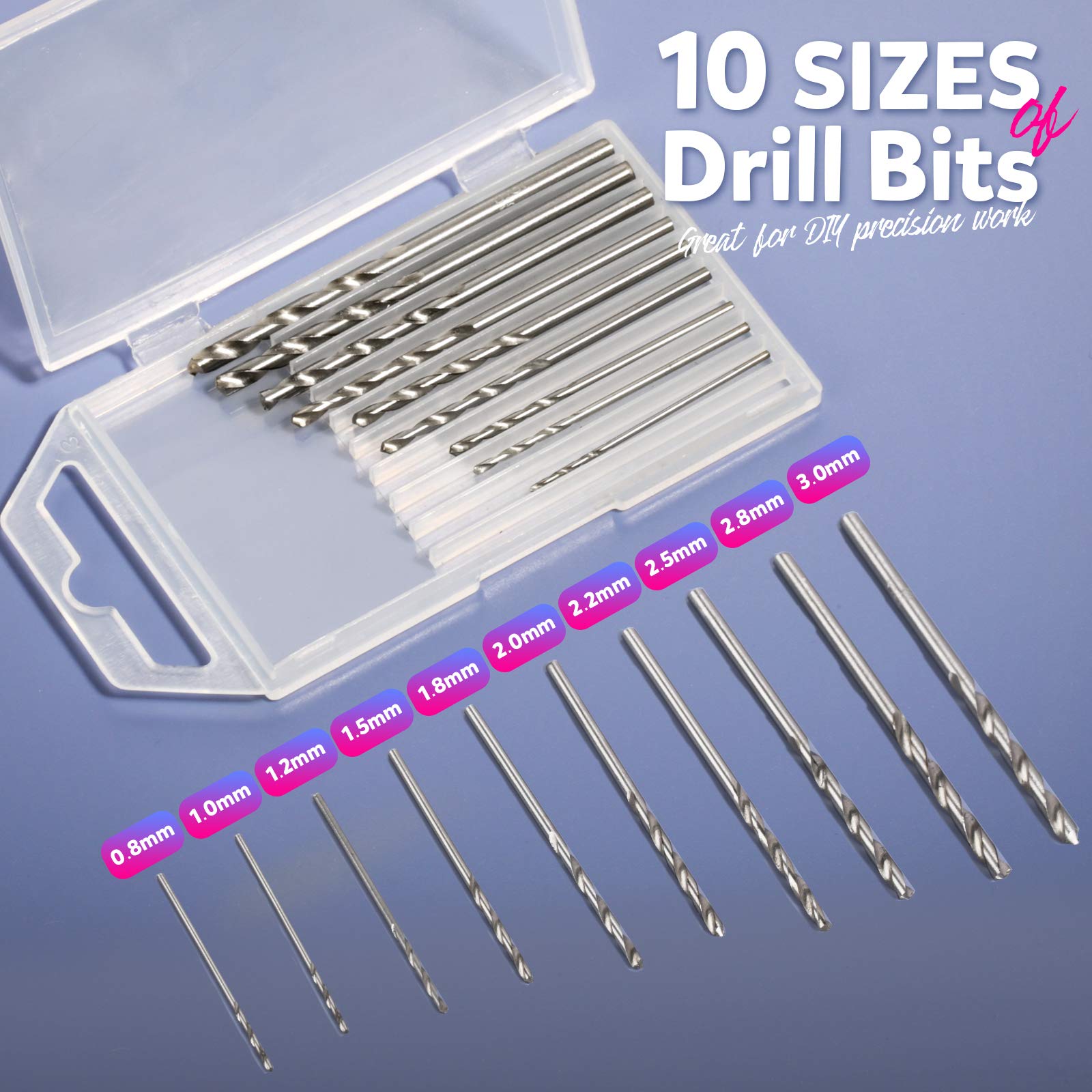 LEOBRO Hand Drill with 10 Drill Bits - Pin Vise & Mini Drill Press for Jewelry Making, Keychain Crafting & DIY Projects - Perfect for Woodworking, Metal Engraving & Small Craft Repair