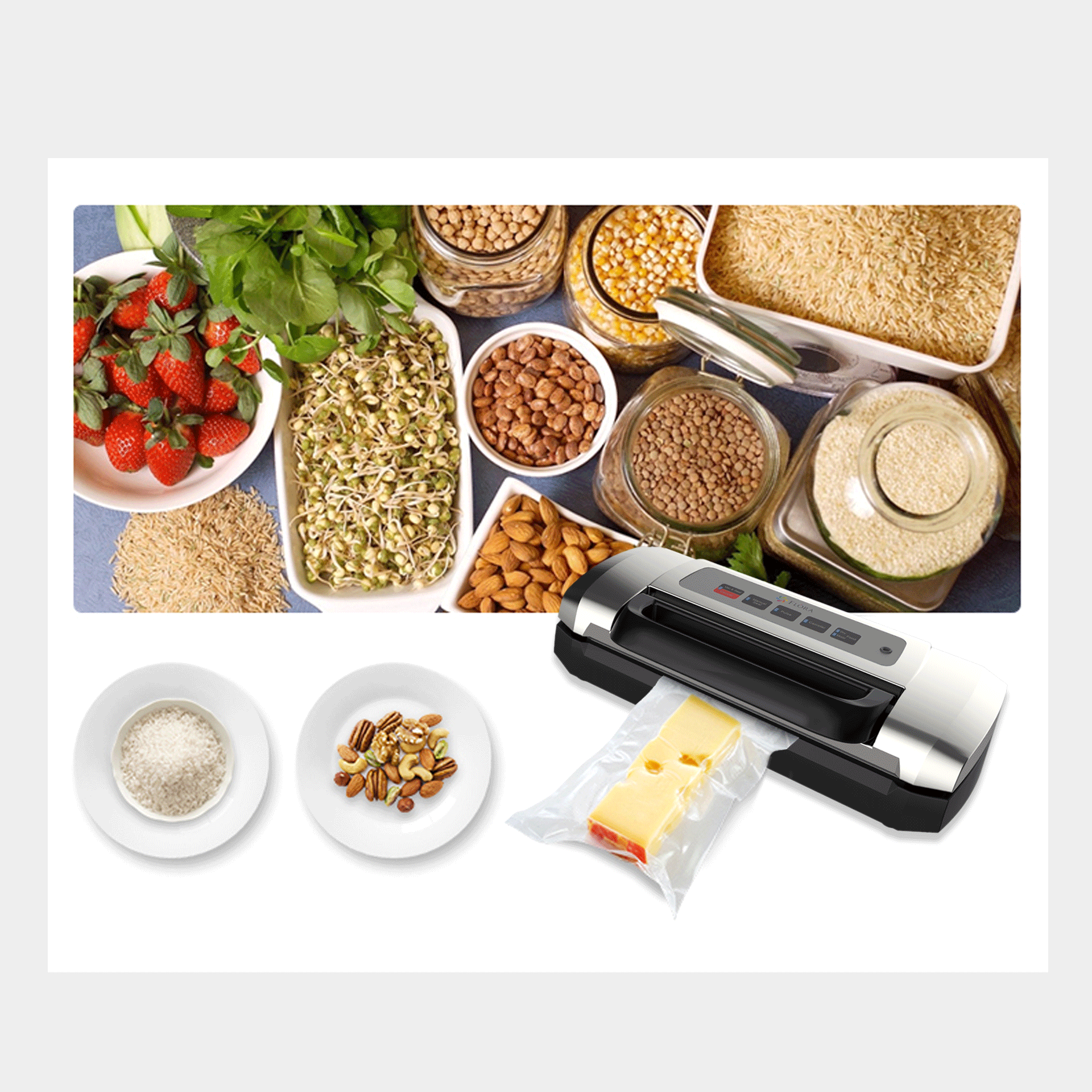 Flora Food Vacuum Sealer Machine - Commercial Grade 110W 80Kpa for Fresh Meat, Vegetables & Meal Prep | Model FL-FVS-2688 | Perfect for Home Kitchen, Restaurant & Food Storage | AU Stock