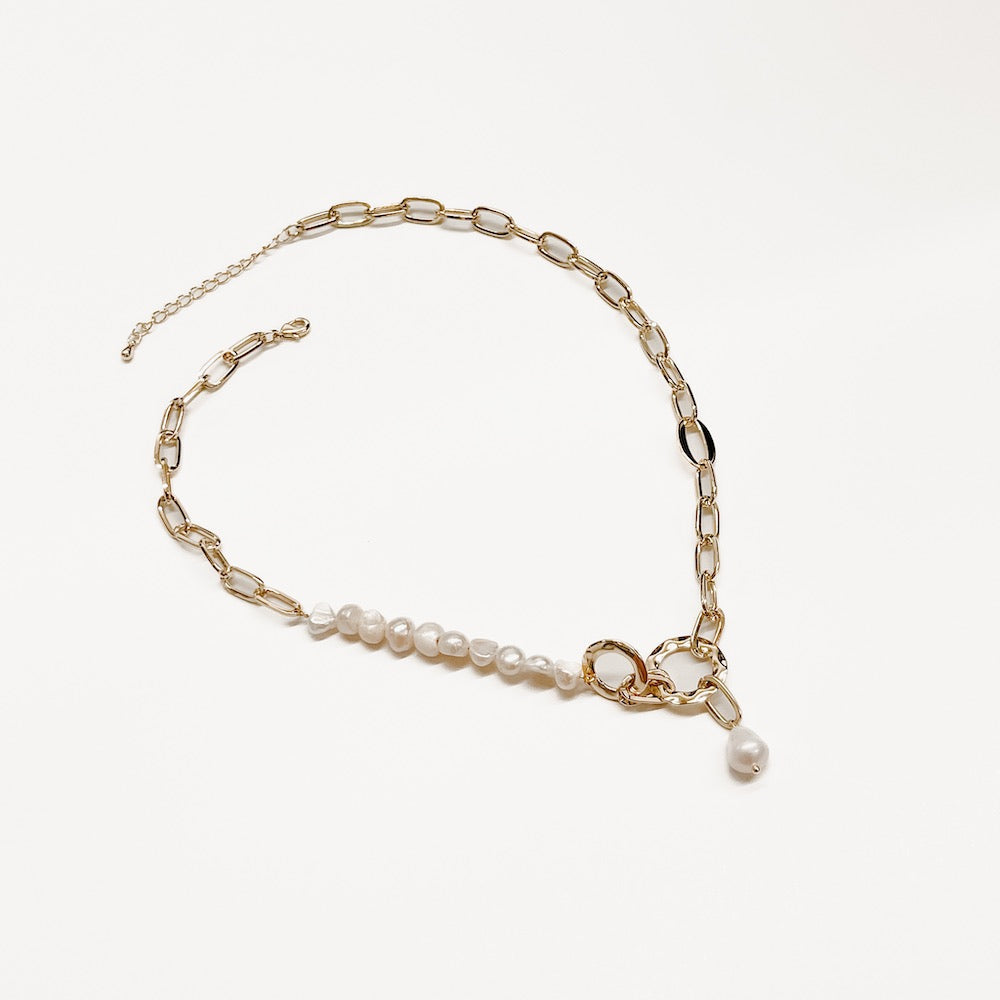 Pacific Pearl Link Chain Necklace for Women - Waterproof & Hypoallergenic Jewelry - Elegant Gift for Brides, Anniversaries & Special Occasions
