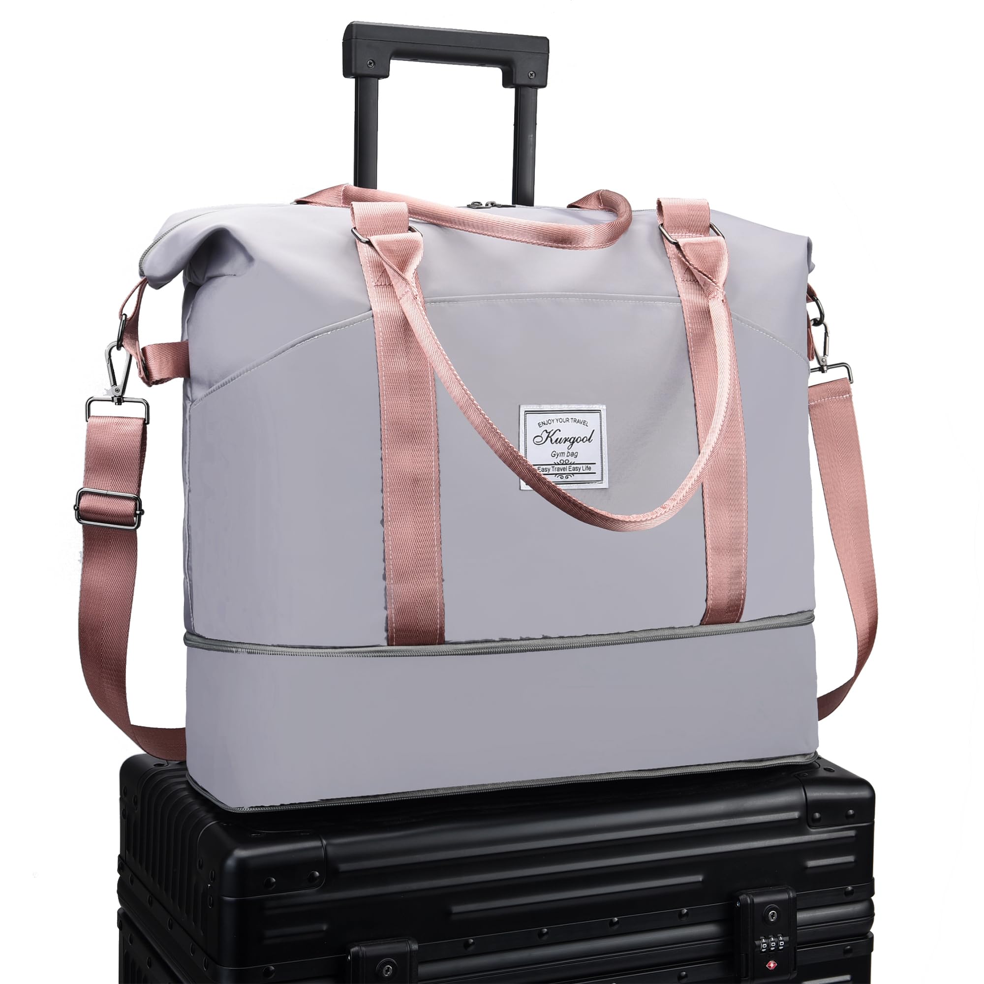 Foldable Waterproof Gym Bag with Wet Pocket - Durable Travel Duffle & Weekender Carry On Bag for Women - Perfect for Gym, Yoga, Sports & Overnight Trips
