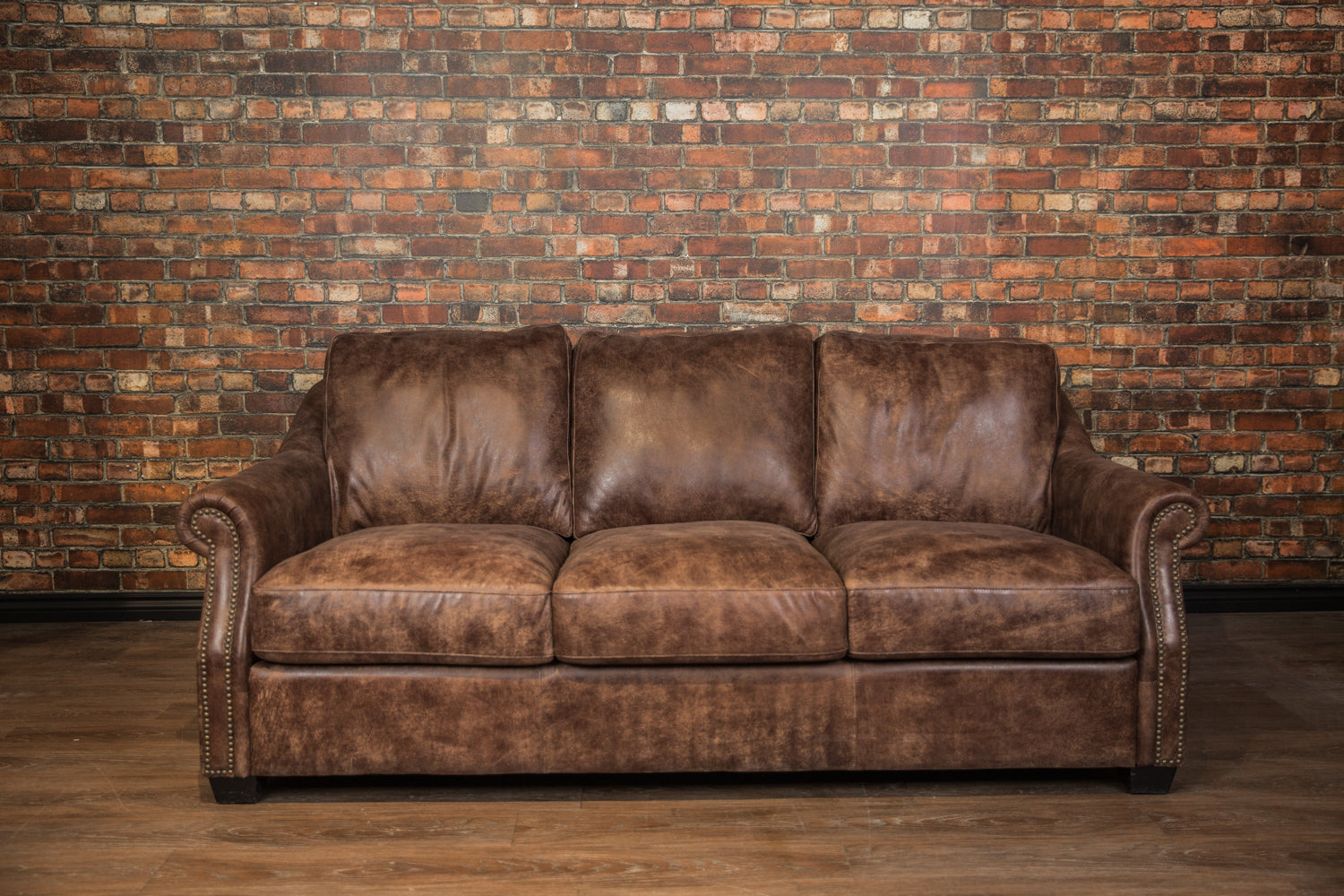 Premium Genuine Leather Rodeo Sofa - Handcrafted Western Style Couch for Living Room, Home Theater & Ranch Decor
