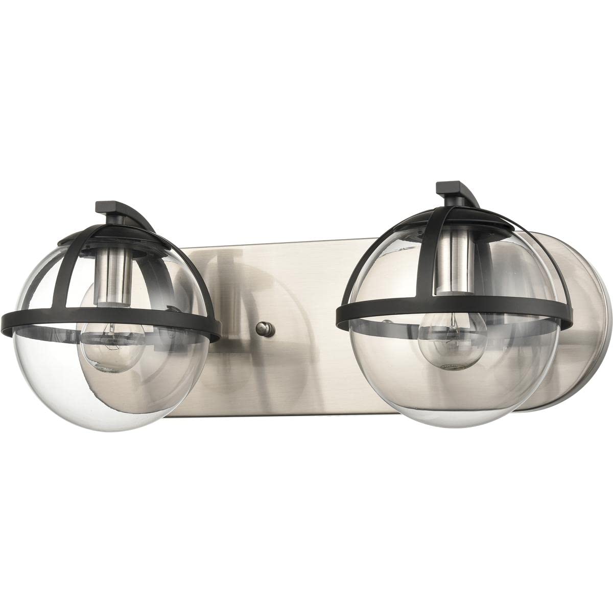 Elk Home Davenay 2-Light Vanity Bathroom Light Fixture in Satin Nickel Finish with Clear Glass Shades - Transitional Style for Bathroom Mirror Lighting and Vanity Makeup Area