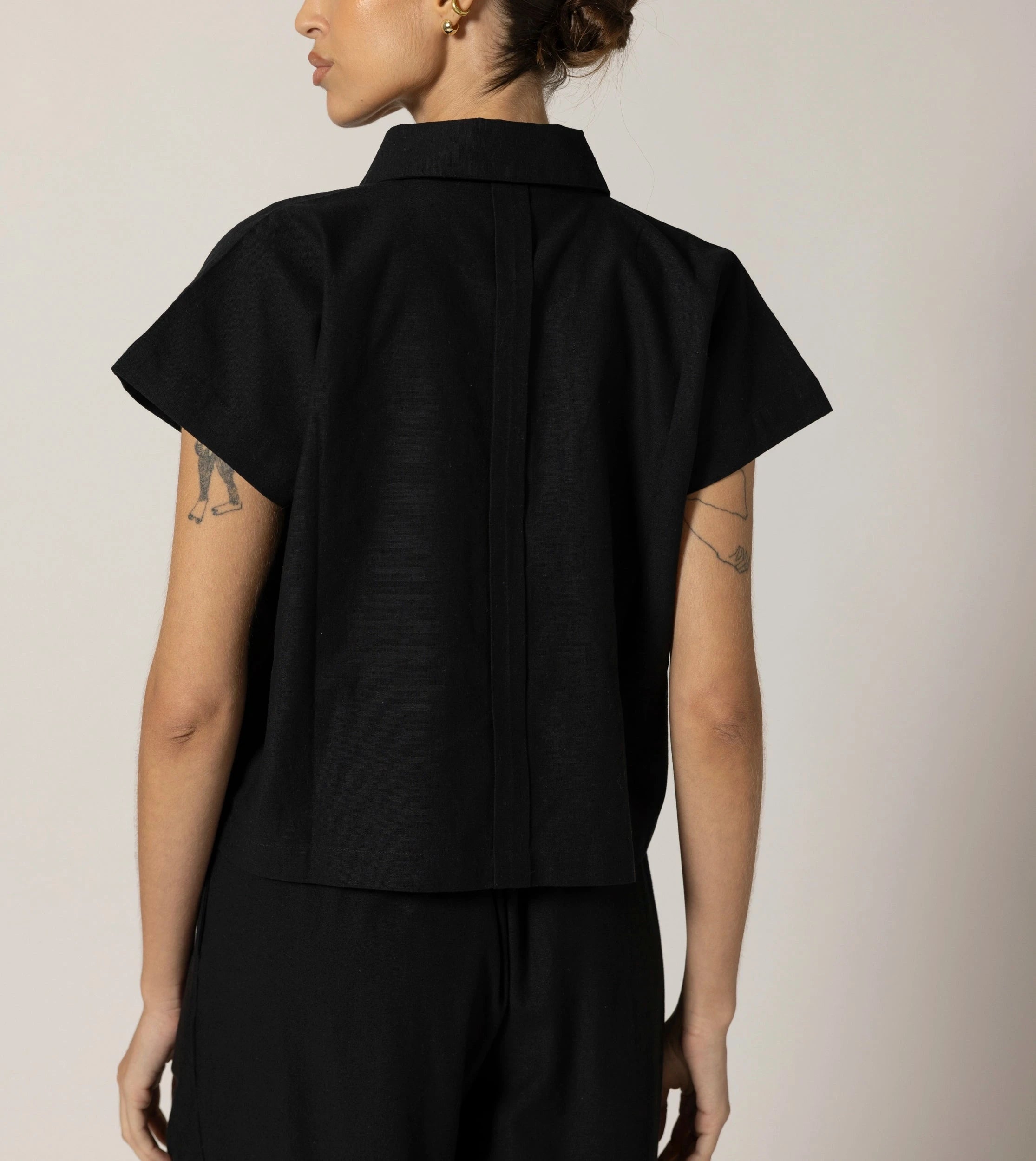 Kalora Women's Elegant Black Blouse - Soft V-Neck Long Sleeve Tunic Top for Work & Casual Wear | Office Outfits, Date Night, Party Dressing
