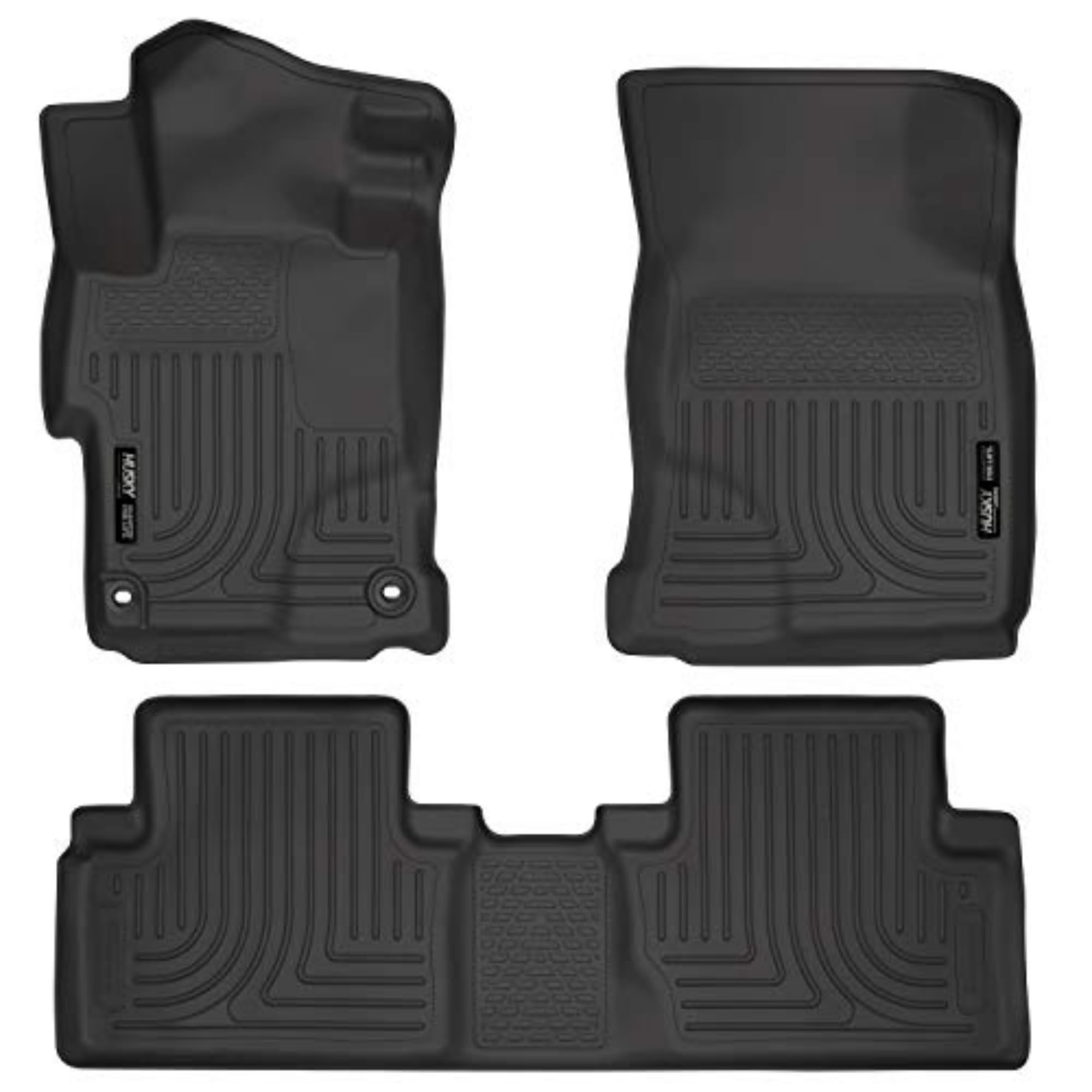 Husky Liners Weatherbeater Floor Mats for 2014-2015 Honda Civic 4-Door Sedan - Front & Rear Black Rubber Car Mats (3-Piece Set) - Perfect for All-Weather Protection & Easy Cleaning