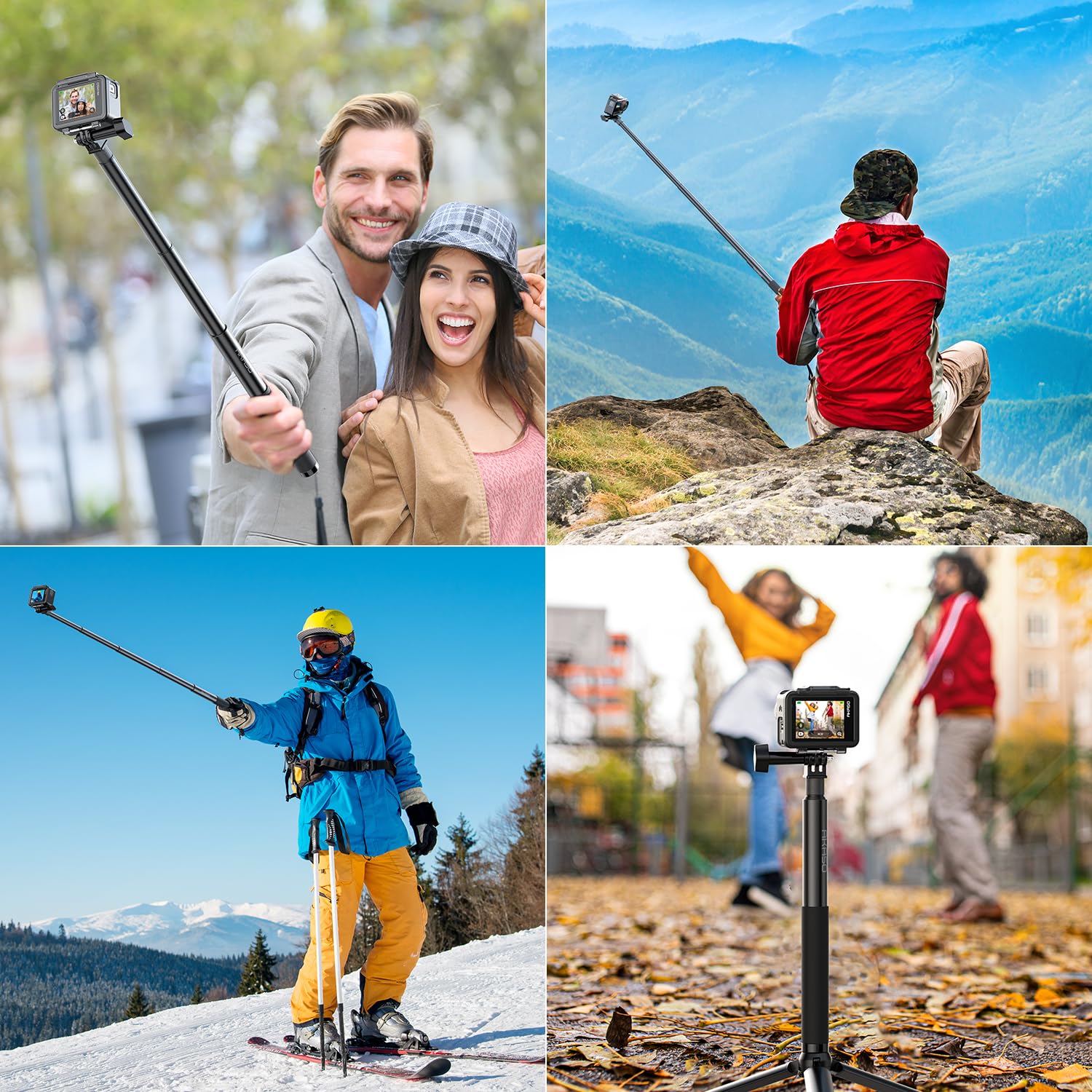 AKASO 1.2M Extendable Selfie Stick with Tripod Stand - Compatible with GoPro Hero 12/11/10/9/8/7/Max, DJI Osmo Action & AKASO Action Cameras - Perfect for Vlogging, Travel Adventures & Outdoor Sports Photography