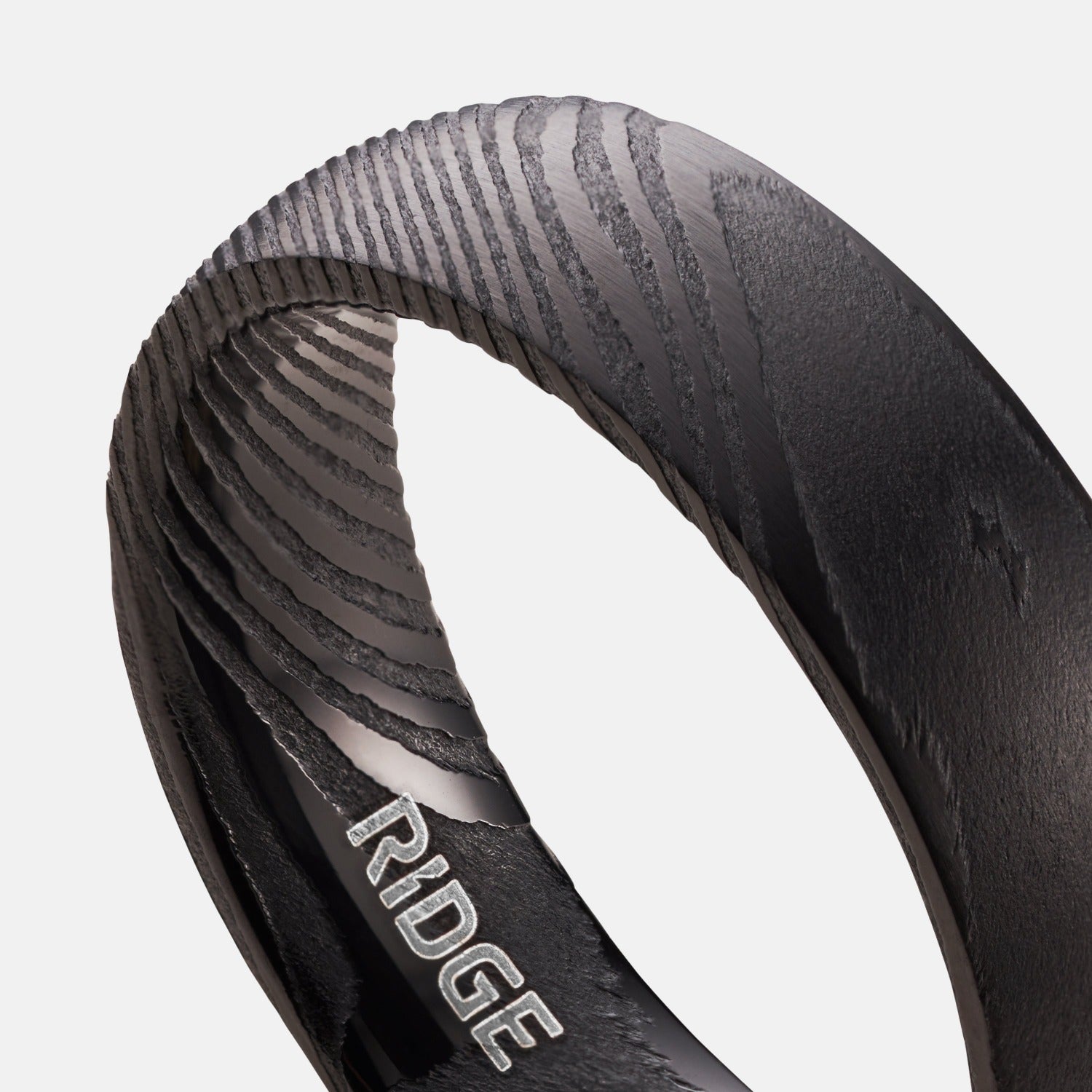 Black Damascus Ridge 6mm Rounded Ring Set for Men - Durable Stainless Steel Wedding Band, Anniversary Gift for Him - Perfect for Everyday Wear, Special Occasions & Outdoor Activities