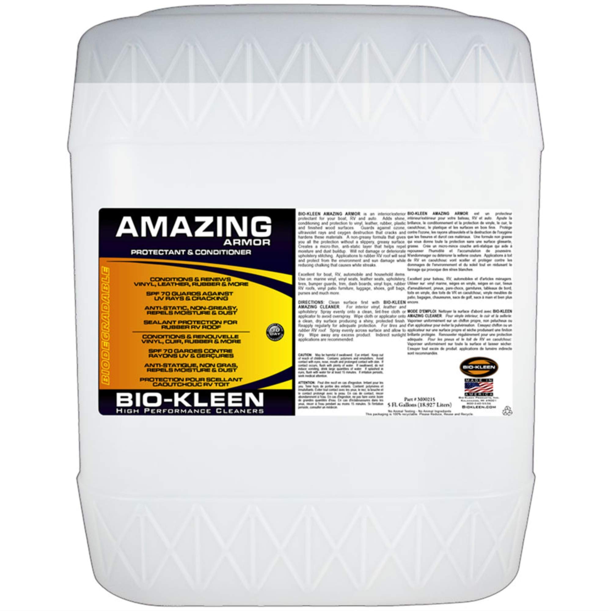 Biokleen M00215 Amazing Armor Vinyl Conditioner - Premium Vinyl Protectant for Cars, Boats & Furniture | Restores Shine & Prevents Cracking | Ideal for Car Seats, Dashboards & Marine Vinyl