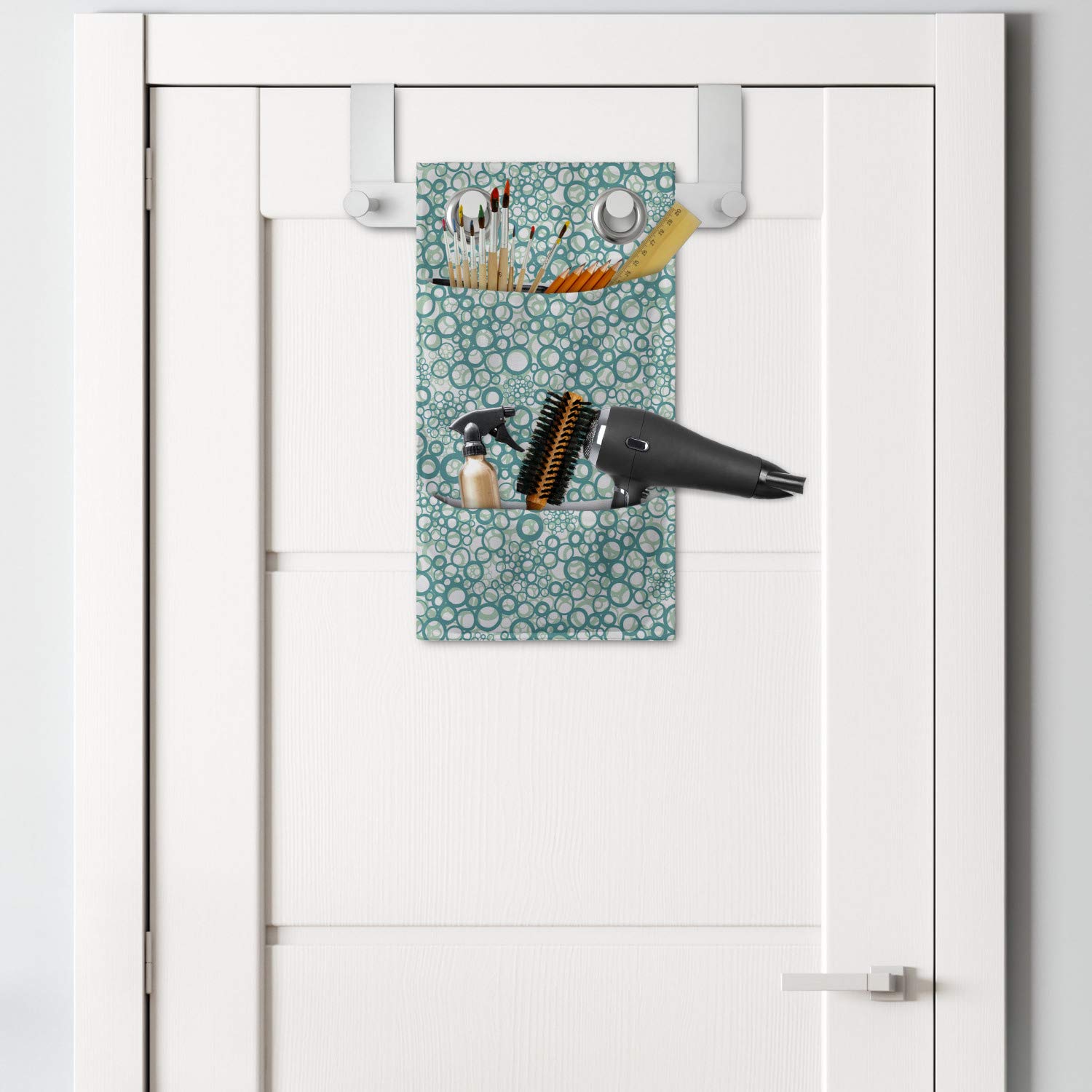 Ambesonne Abstract Hanging Pocket Organizer - Rhythmic Spring Bubbles Design on Plain Background, 9