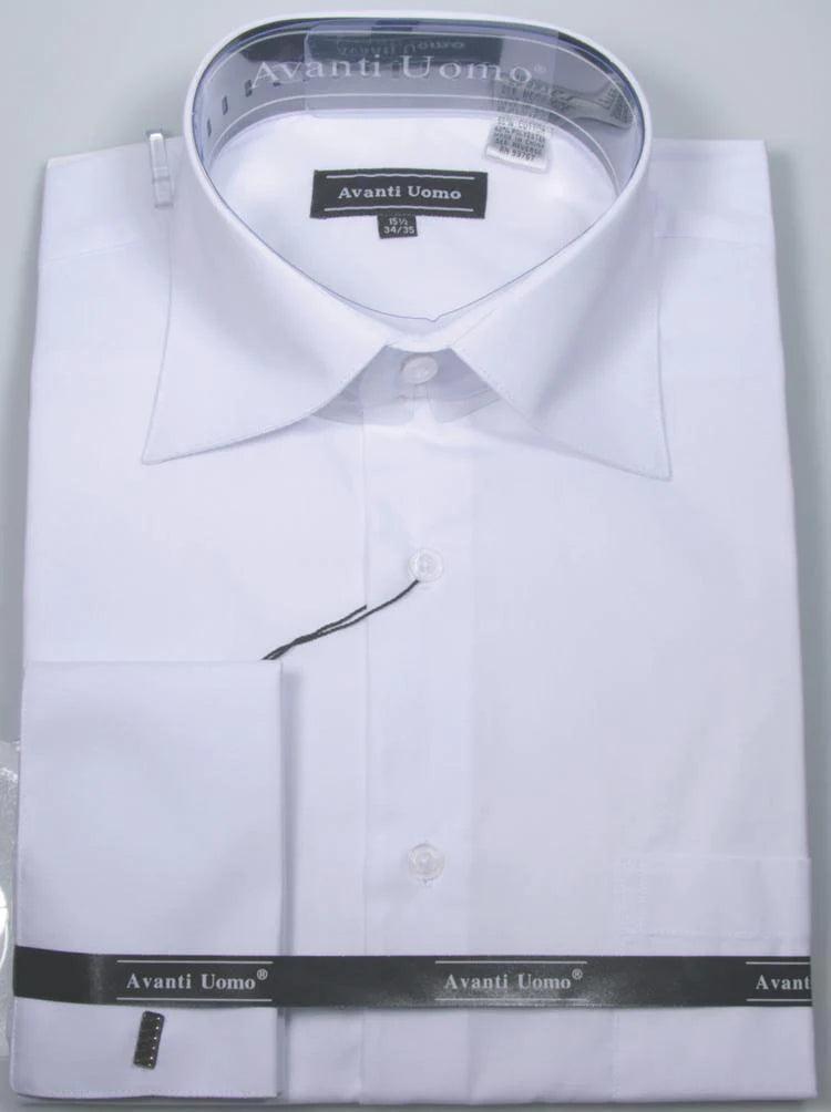 Premium Men's French Cuff Dress Shirt with Spread Collar - Classic White Formal Shirt for Business, Weddings & Special Occasions