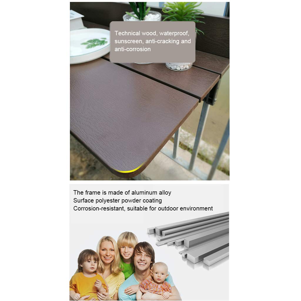 Foldable Hanging Table for Outdoor Balcony Railing - Space-Saving Folding Desk for Laptop, Dining, or Home Bar | 1.5