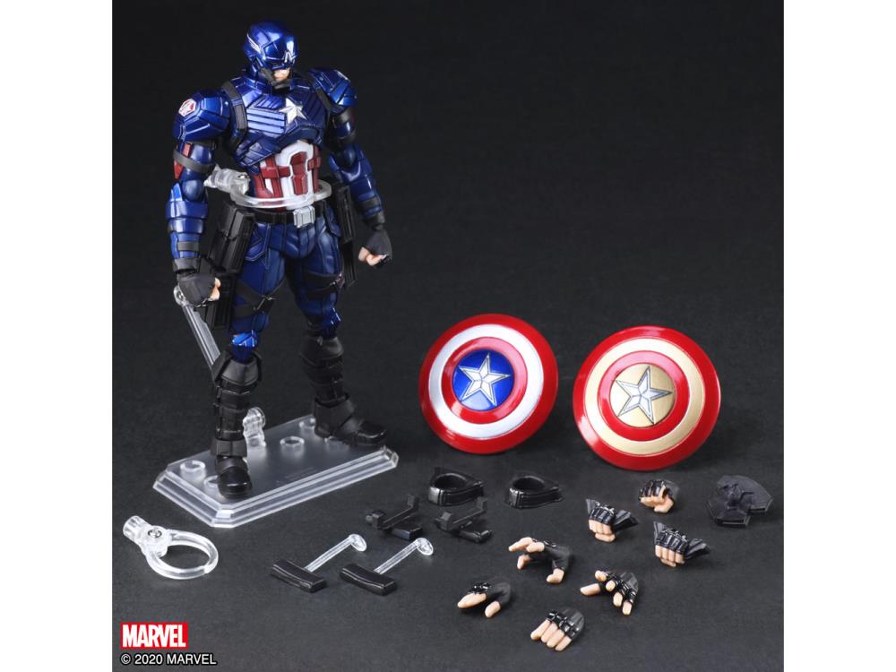 Bring Arts Marvel Universe Variant Captain America Action Figure by Square Enix - Collectible Anime-Style Superhero Toy for Display & Cosplay