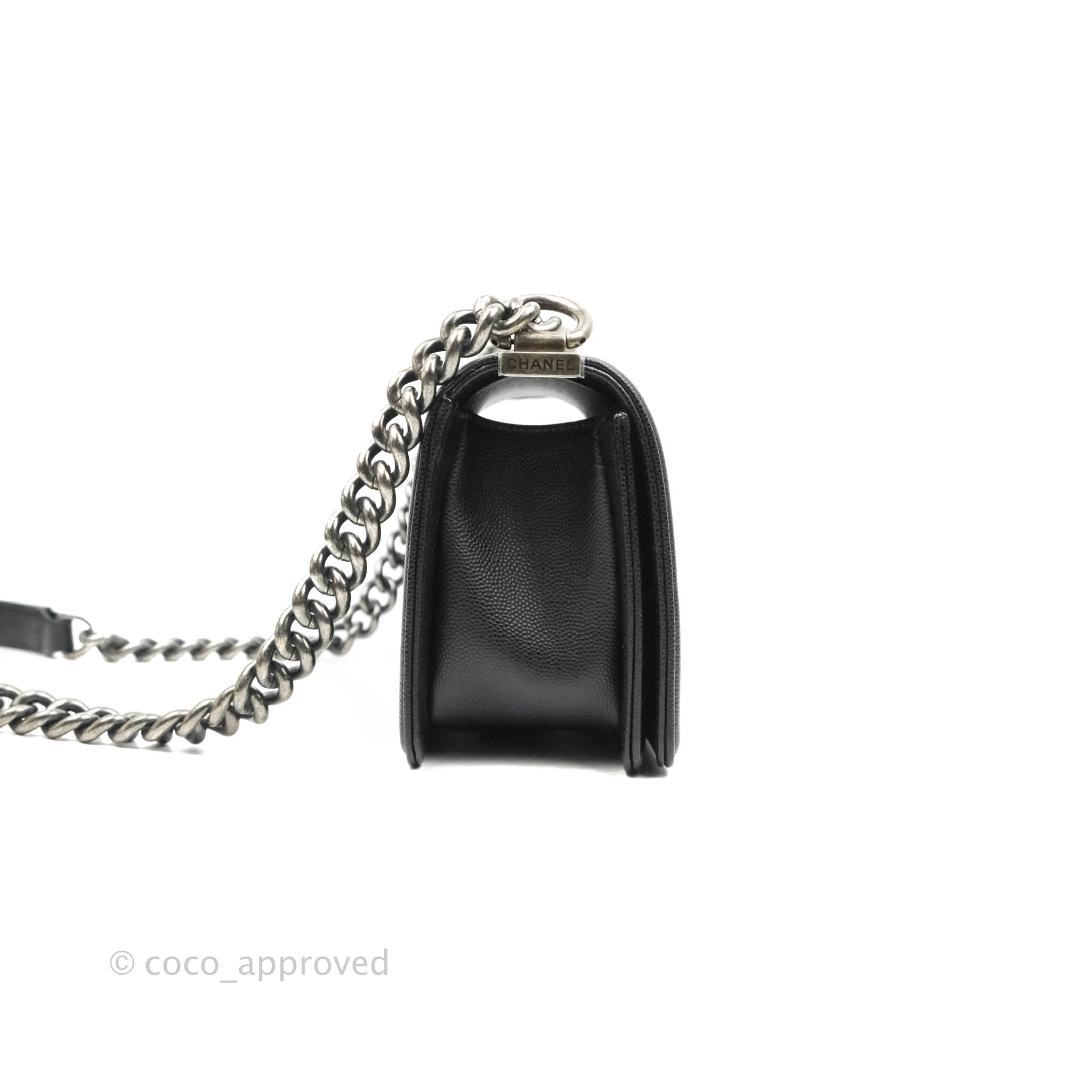 Chanel Boy Quilted Small Handbag Black Caviar Leather with Ruthenium Hardware - Perfect for Evening Events, Parties & Luxury Fashion Accessories