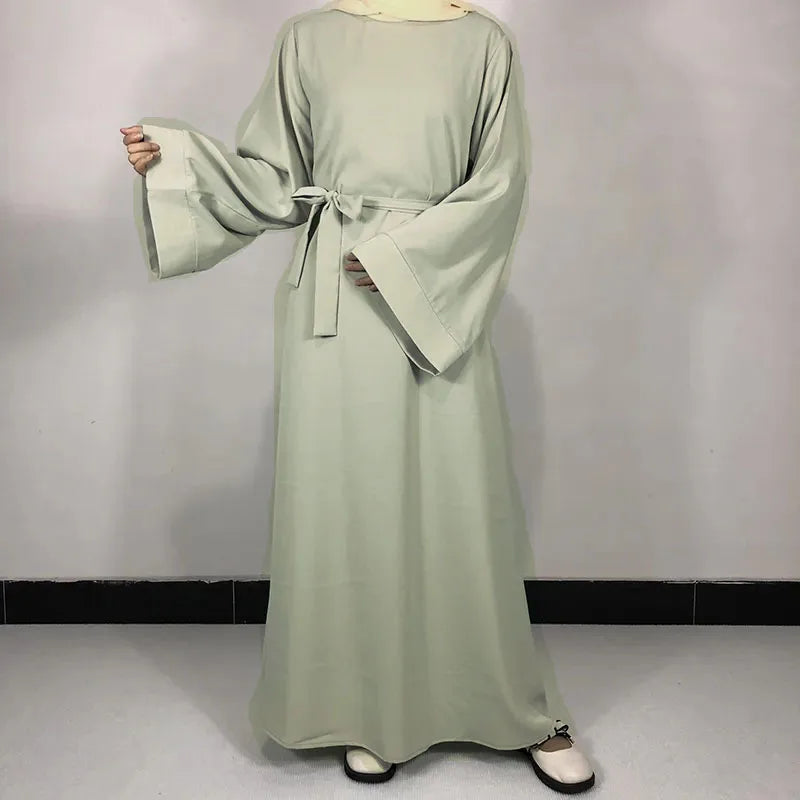 Basic Plain Nida Abaya with Free Belt - Modest Muslim Dress for Women - Perfect for Prayer, Eid, and Special Occasions