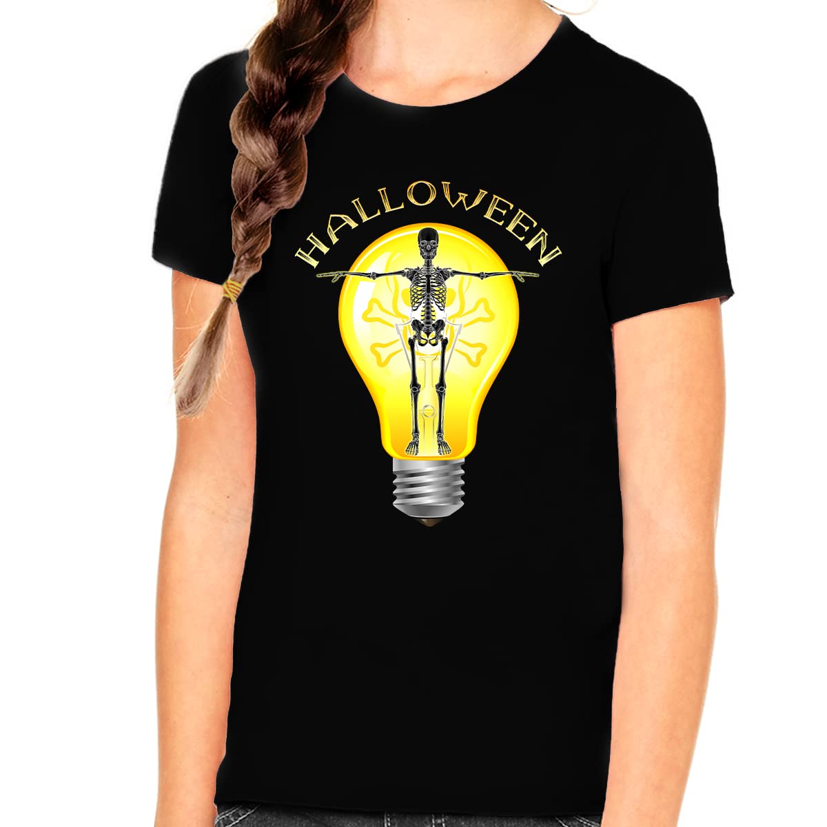 Funny Skeleton Halloween T-Shirt for Kids & Girls | Cute Skull Graphic Tee | Halloween Costume Party Outfit