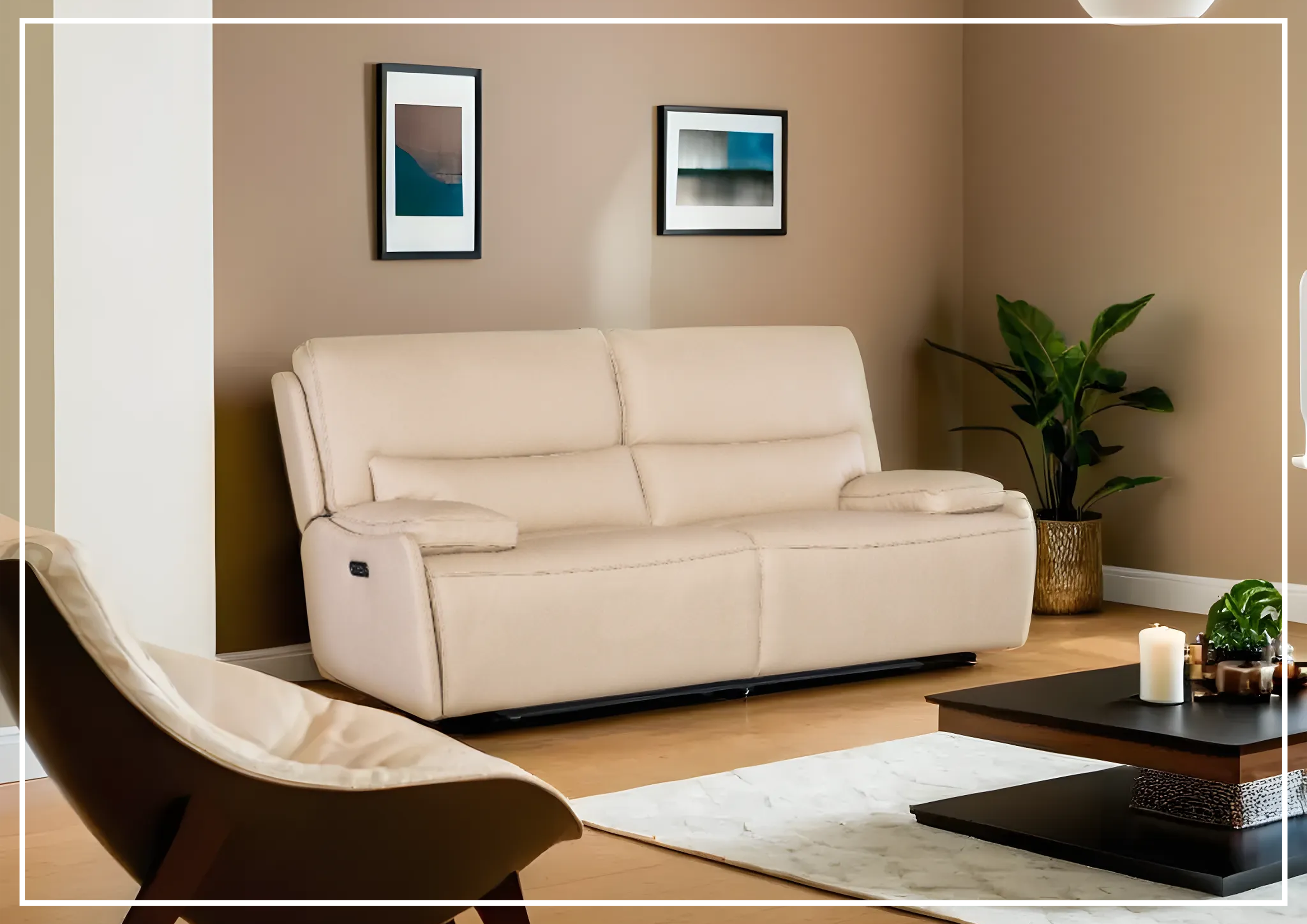 Hooker Furniture Kramer Zero Gravity Power Recliner Sofa - Dark Brown & Light Gray - Adjustable Comfort for Living Room & Home Theater