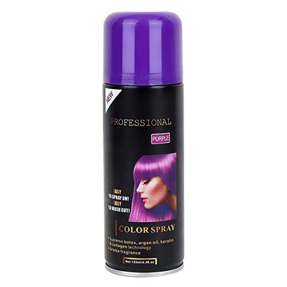 Huda Professional Purple Hair Spray with Botox, Argan Oil, Keratin & Collagen - Long-Lasting Color & Shine (125ml) - Easy to Apply & Wash Out - Perfect for Parties, Cosplay & Creative Hairstyles