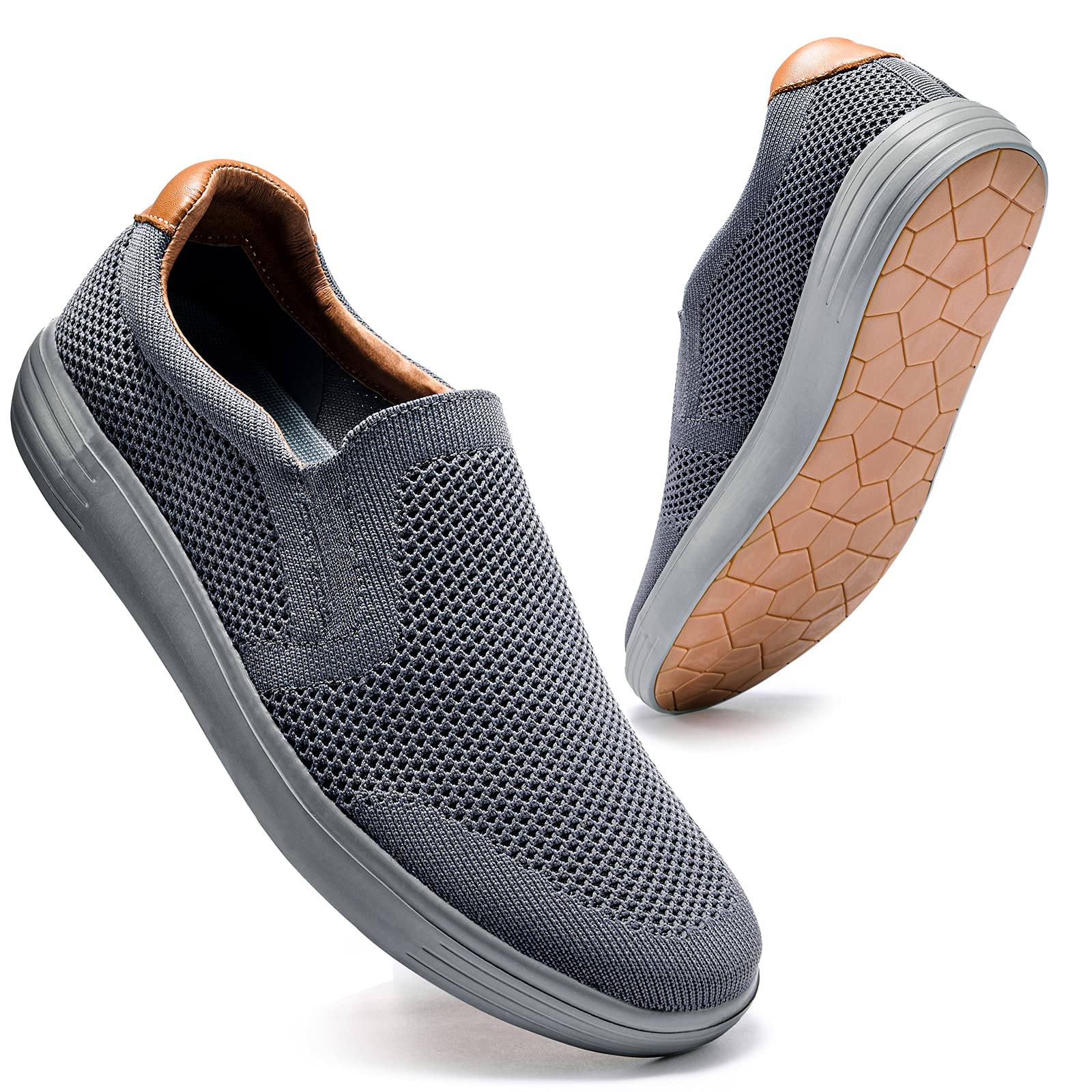 Konhill Men's Slip-On Winter Sneakers - Comfortable Knit Loafers with Memory Foam & Arch Support | Non-Slip Driving & Work Shoes for Walking, Skateboarding & Outdoor Activities | Perfect for Casual Wear, Office & Winter Travel
