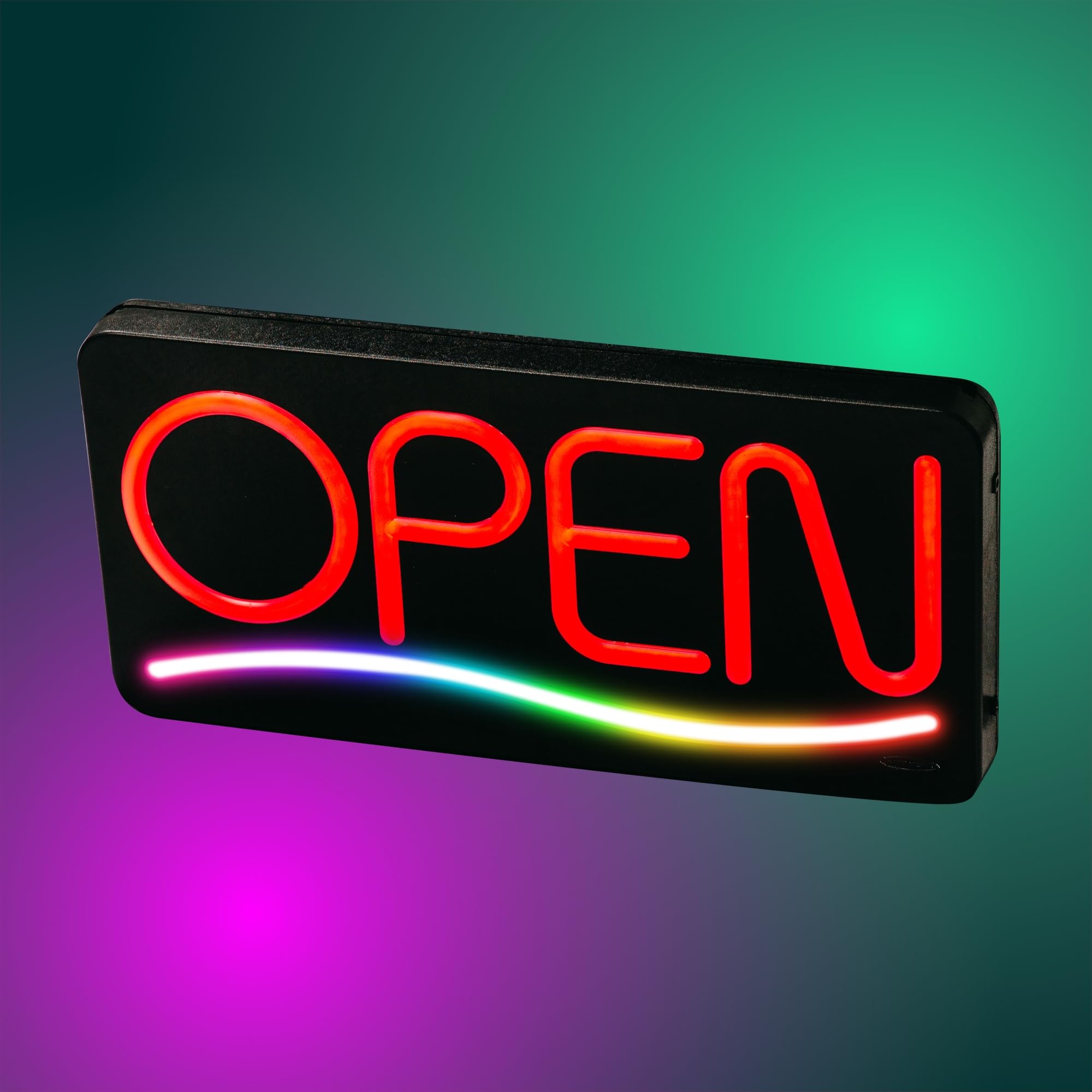 Ultra Bright 23x11 Inch LED Open Sign with 6.5 Inch Font - 3 Color Wave & Flashing Effects for Business Visibility | Perfect for Restaurants, Bars, Retail Stores & Shop Windows - Energy Efficient Neon Alternative for 24/7 Storefront Advertising