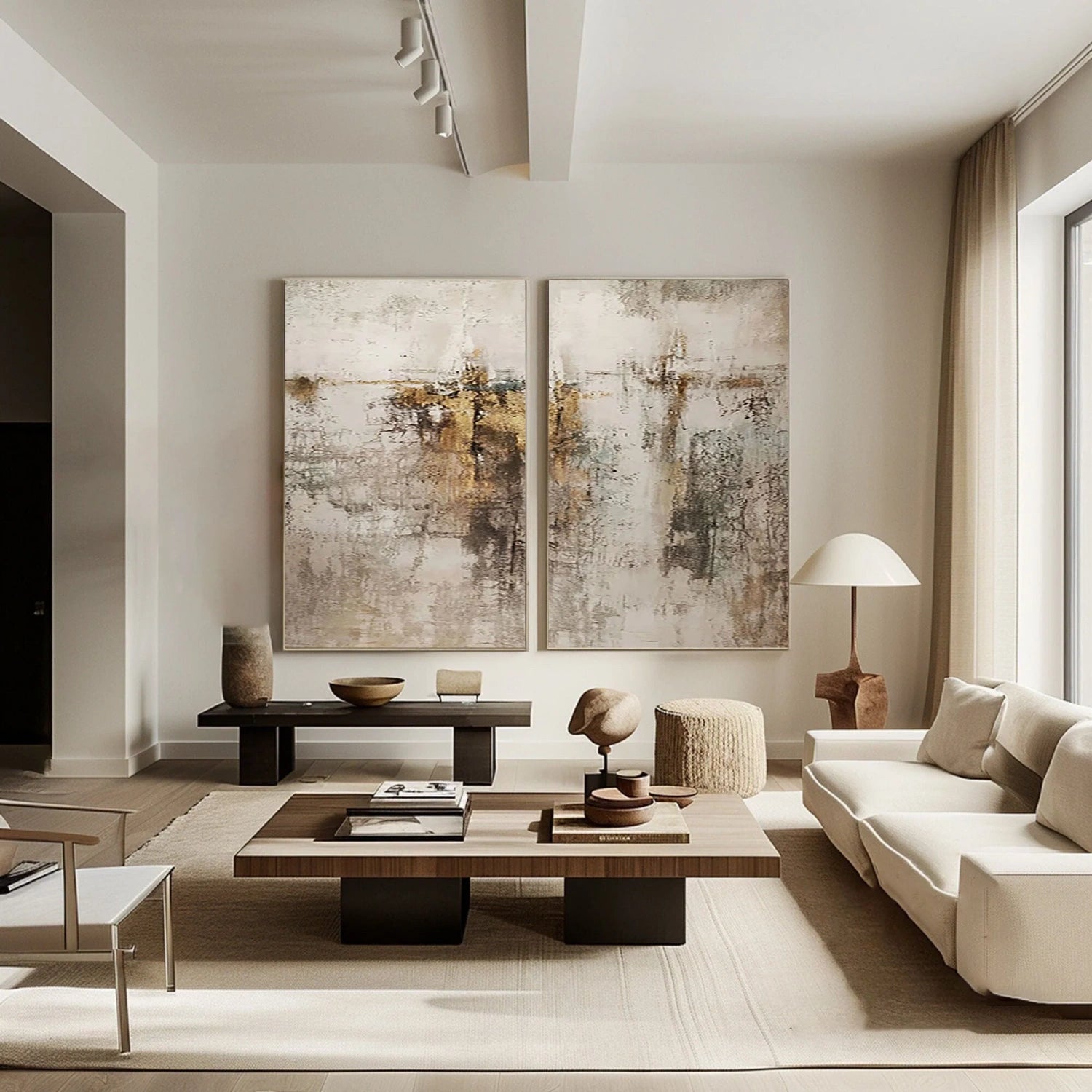 Abstract Tranquility Wall Art Set of 2 - Modern Minimalist Canvas Paintings for Living Room, Bedroom & Office Decor - #WS266