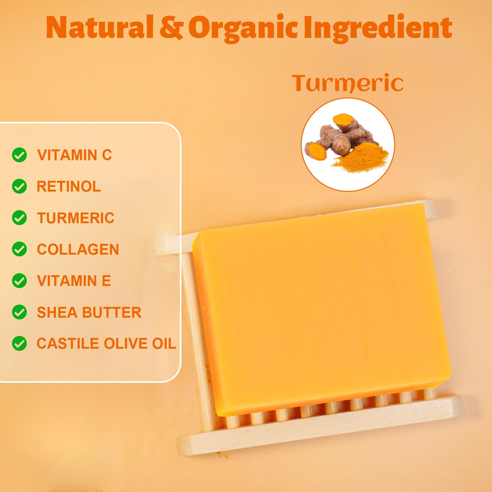 Organic Turmeric Soap Bar & Facial Mist Set - 2PCS Vitamin C Enriched Lemon Turmeric Soap for Face & Body + 1PC Antibacterial Turmeric Face Spray | Natural Skincare, Acne Treatment, Brightening & Hydration | Perfect for Daily Cleansing, Travel & Gift Giving
