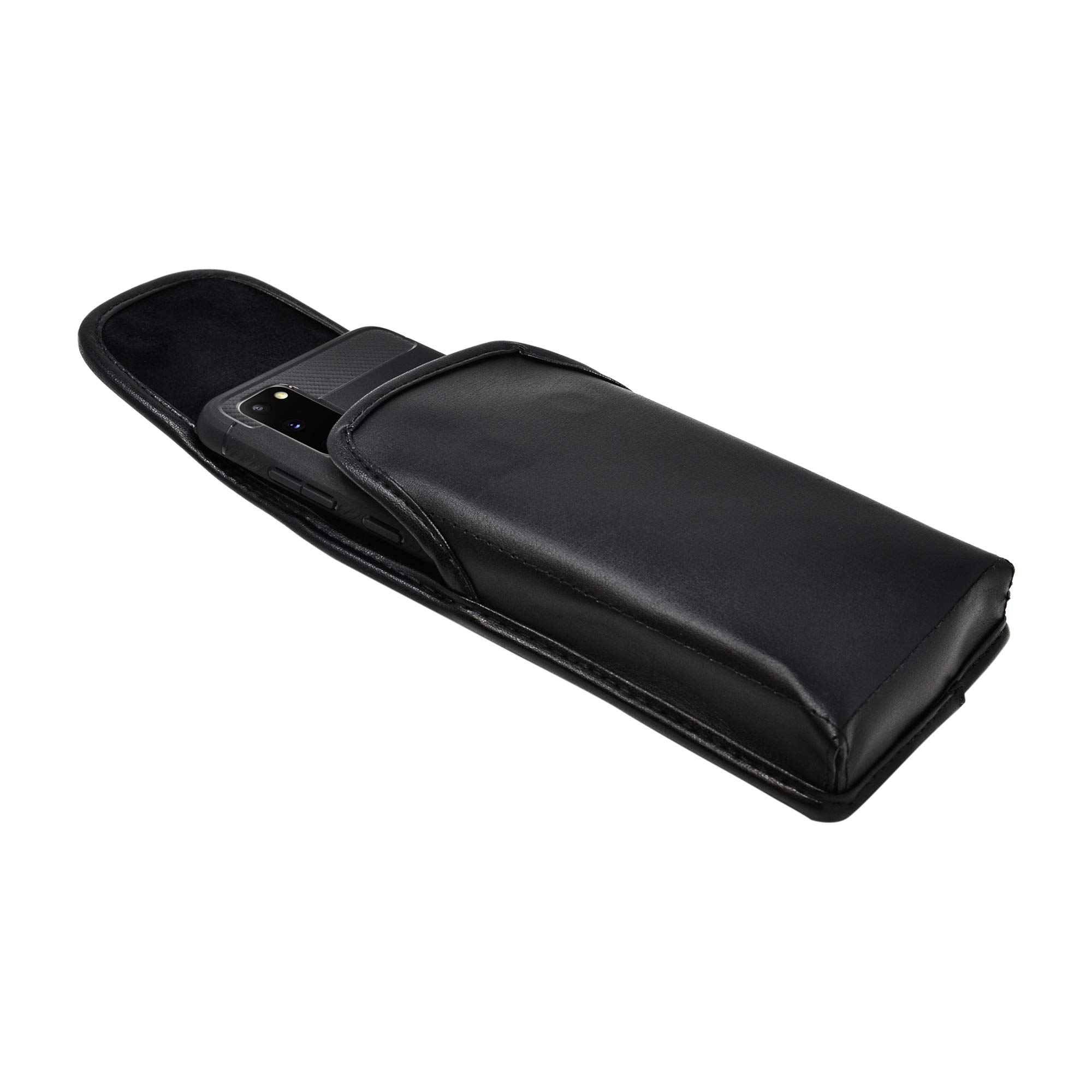 Premium Leather Phone Holster for Samsung Galaxy S25/S24/S23/S22/S21/S20 - Black Belt Clip Pouch with Magnetic Closure & Metal Clip - Compatible with Slim Cases | Perfect for Work, Outdoor Activities & Hands-Free Convenience