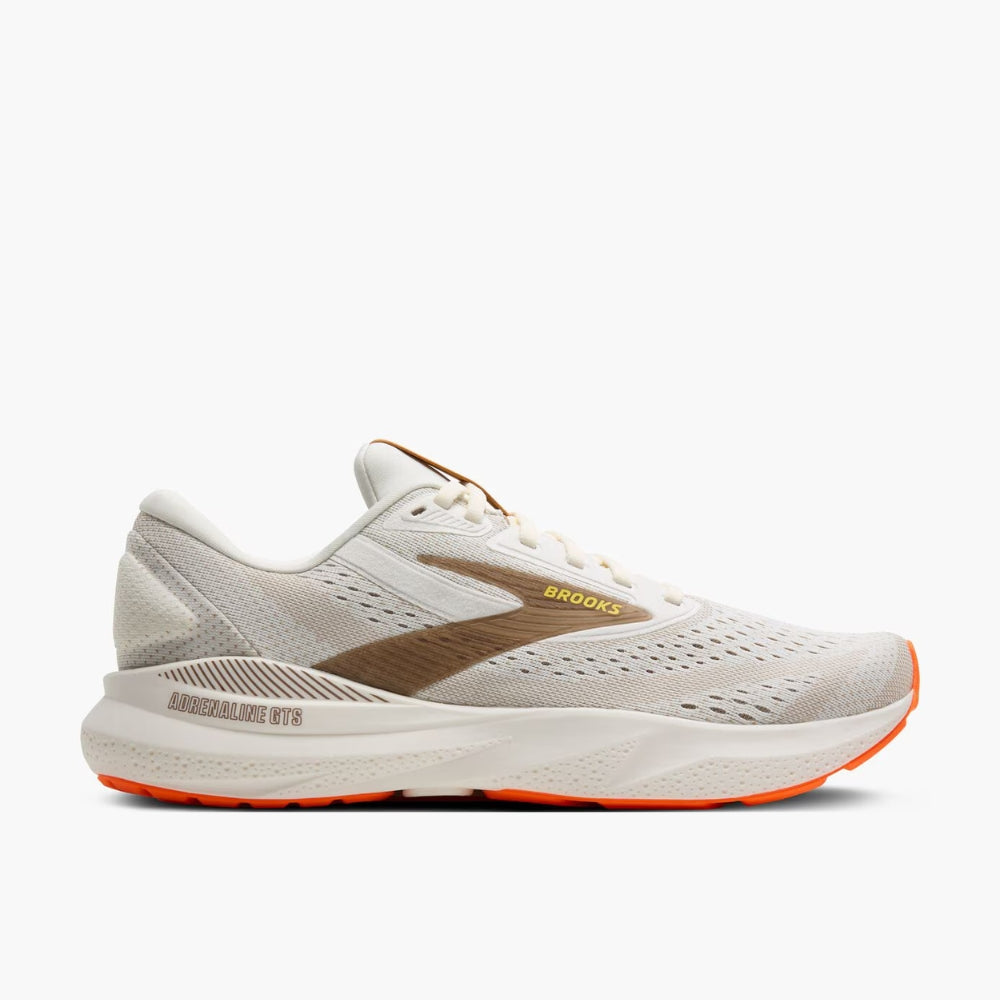 Brooks Men's Adrenaline GTS 24 Running Shoes - Coconut/Portabella/Orange Color - Stability & Cushion for Road Running, Jogging & Training