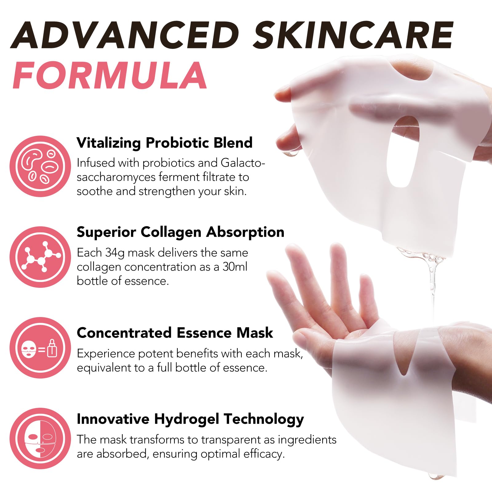 Collagen Face Mask - Deep Anti-Wrinkle & Lifting Treatment for Overnight Use (4 Pack) | Hydrating Skincare for Nighttime Routine & Spa Days