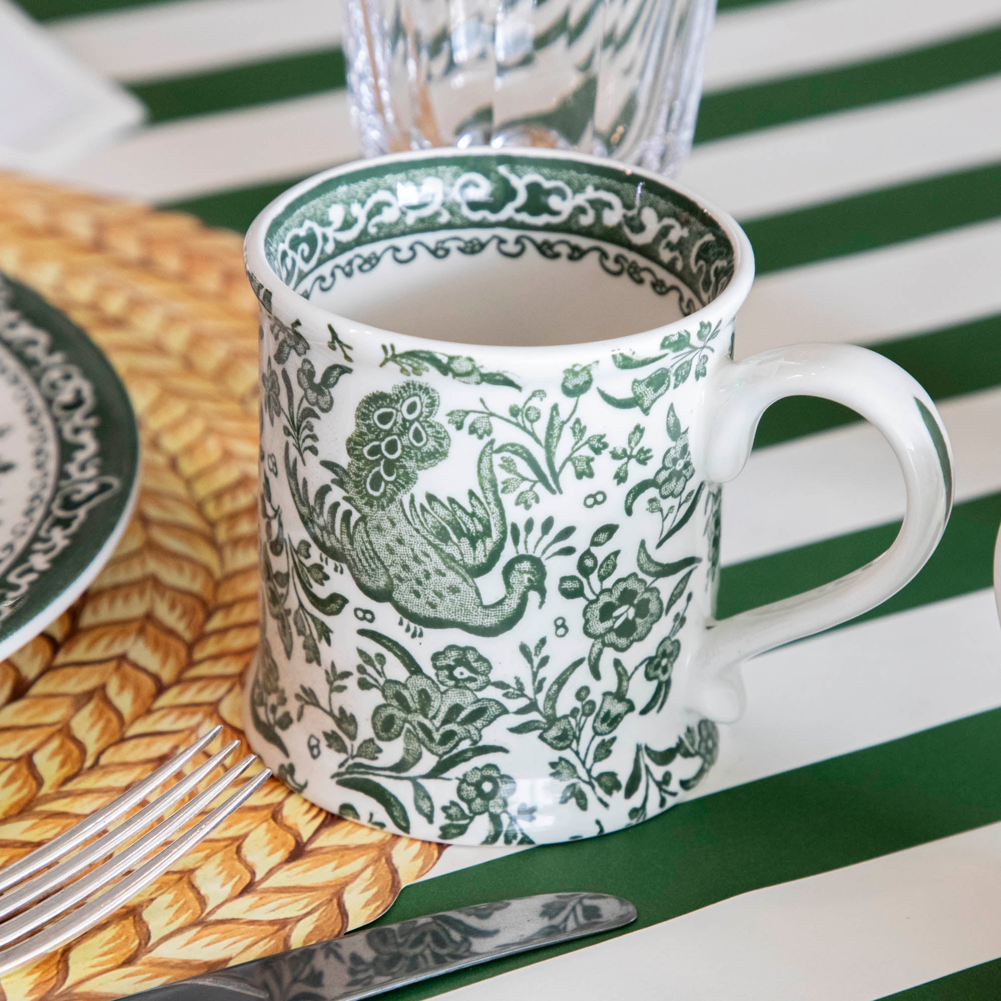 Burleigh Green Regal Peacock Dinnerware Set - Elegant Porcelain Plates & Bowls for Fine Dining & Special Occasions