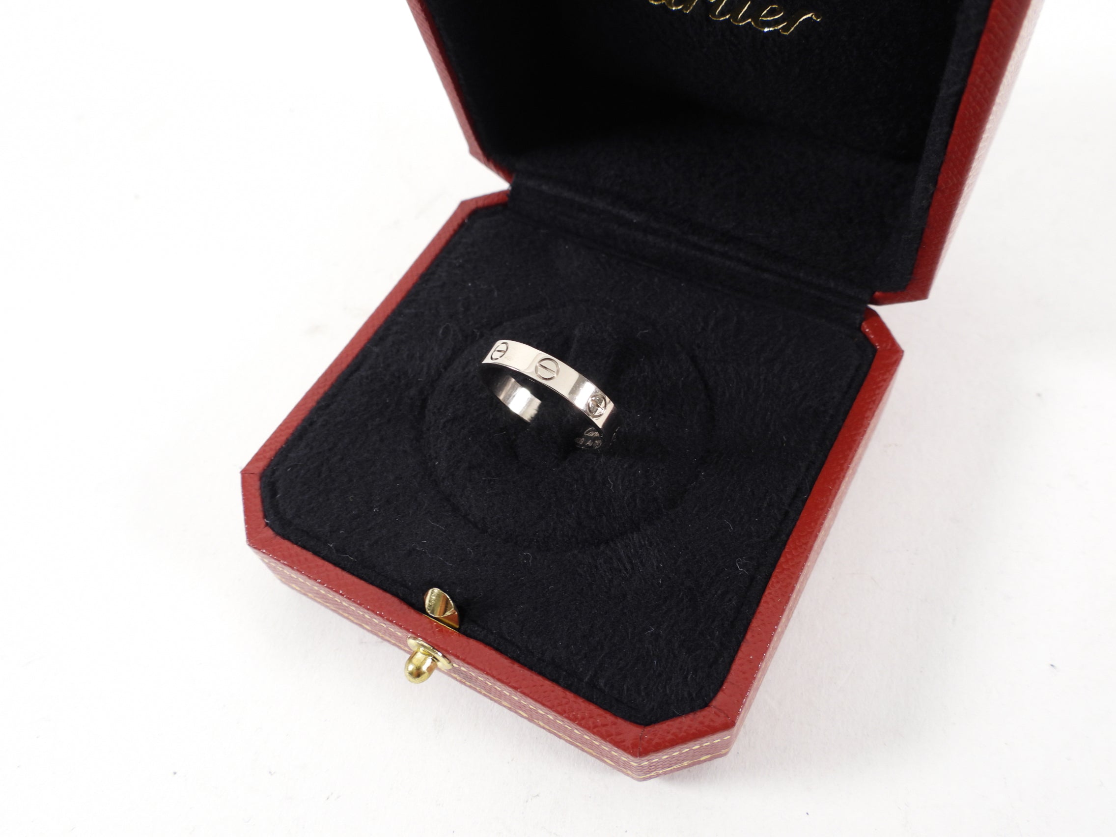 Cartier 18K White Gold Thin Love Wedding Band Ring - Size 7.25 (US 55) - Elegant Bridal Jewelry for Weddings, Anniversaries & Romantic Gifts