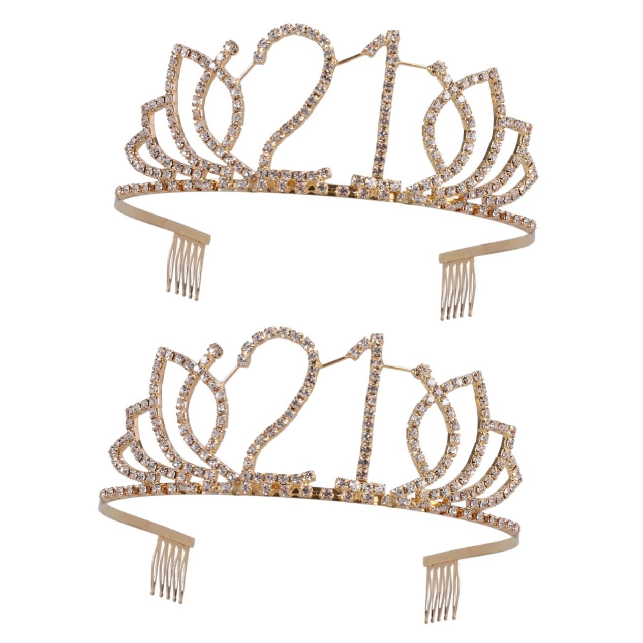 Beavorty 2pcs Rhinestone Tiara Crown Set - Elegant Princess Queen Headband for Bridal Wedding, Birthday Party & Special Events (21st Birthday Decorations, Bride Accessories, Child Tiara) | Perfect for Bridal Showers, Birthday Celebrations, Pageants and Photo Shoots