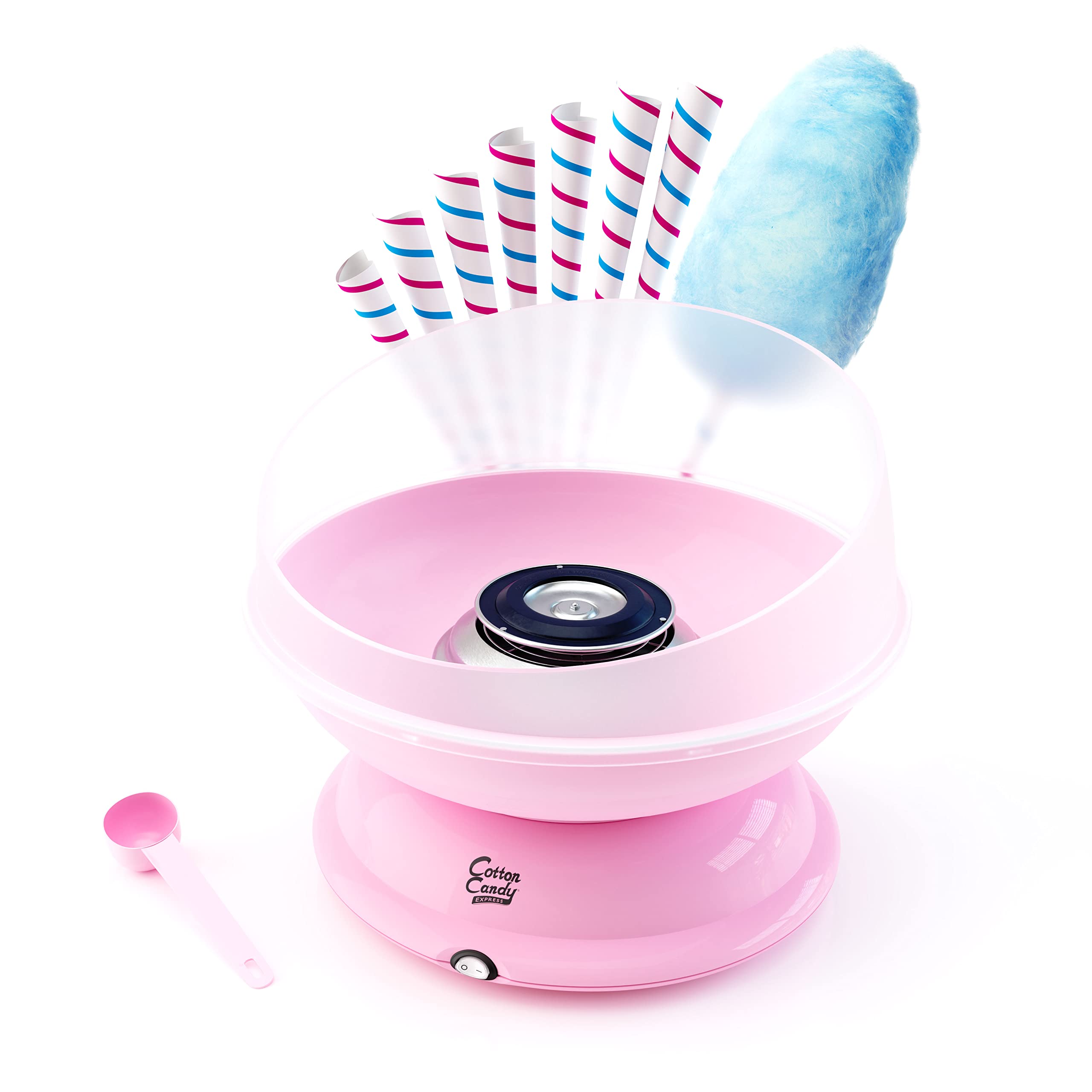 Cotton Candy Express Floss Sugar Variety Pack - 3 Flavors (Cherry, Blue Raspberry, Grape) 11oz Jars with CC1000-S Cotton Candy Machine - Perfect for Birthday Parties, Carnivals & Home Treats