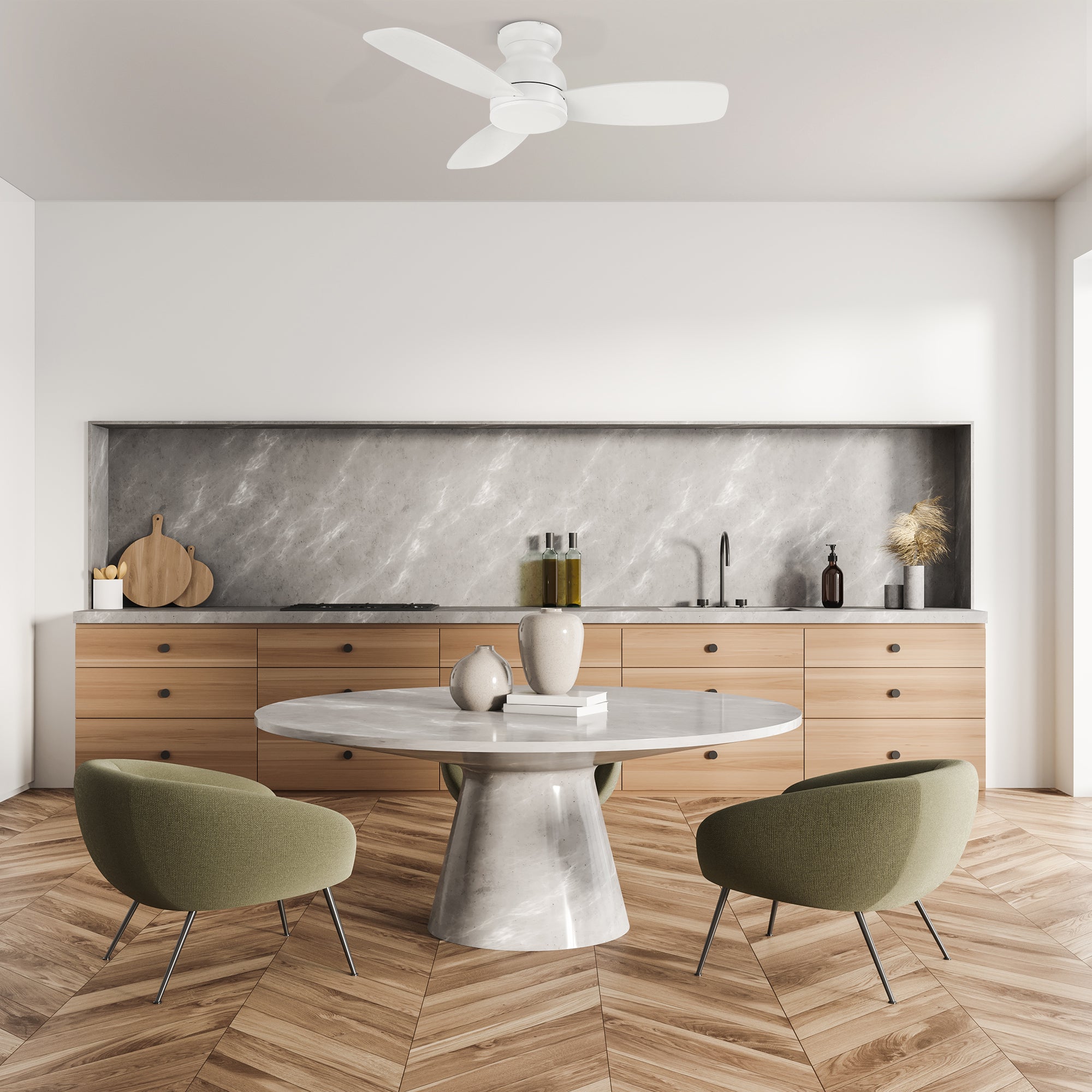Osborn 44 Inch Flush Mount Modern Ceiling Fan with Remote Control - No LED - Perfect for Bedroom, Living Room & Office Spaces