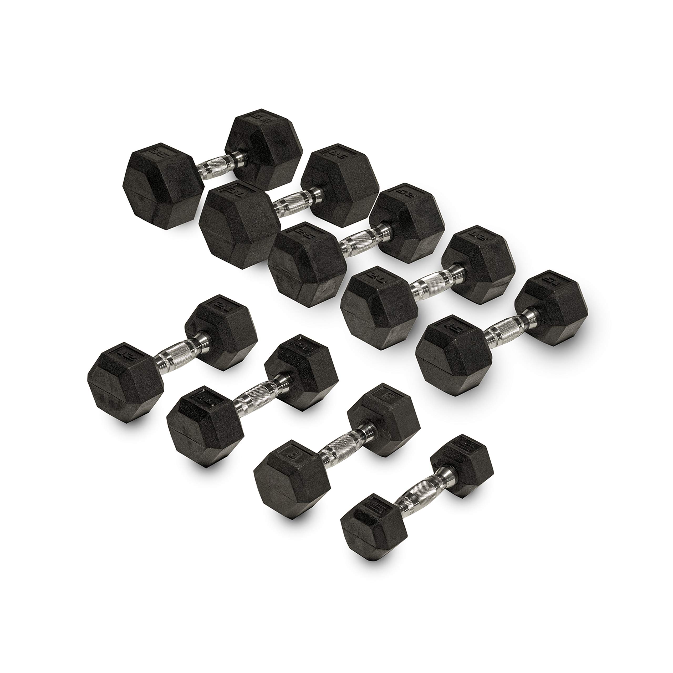 WF Athletic Supply Rubber Coated Hex Dumbbell Set - Non-Slip Hexagonal Design for Muscle Toning, Strength Training & Weight Loss - Multiple Weight Options - Perfect for Home Gym, CrossFit & Fitness Workouts