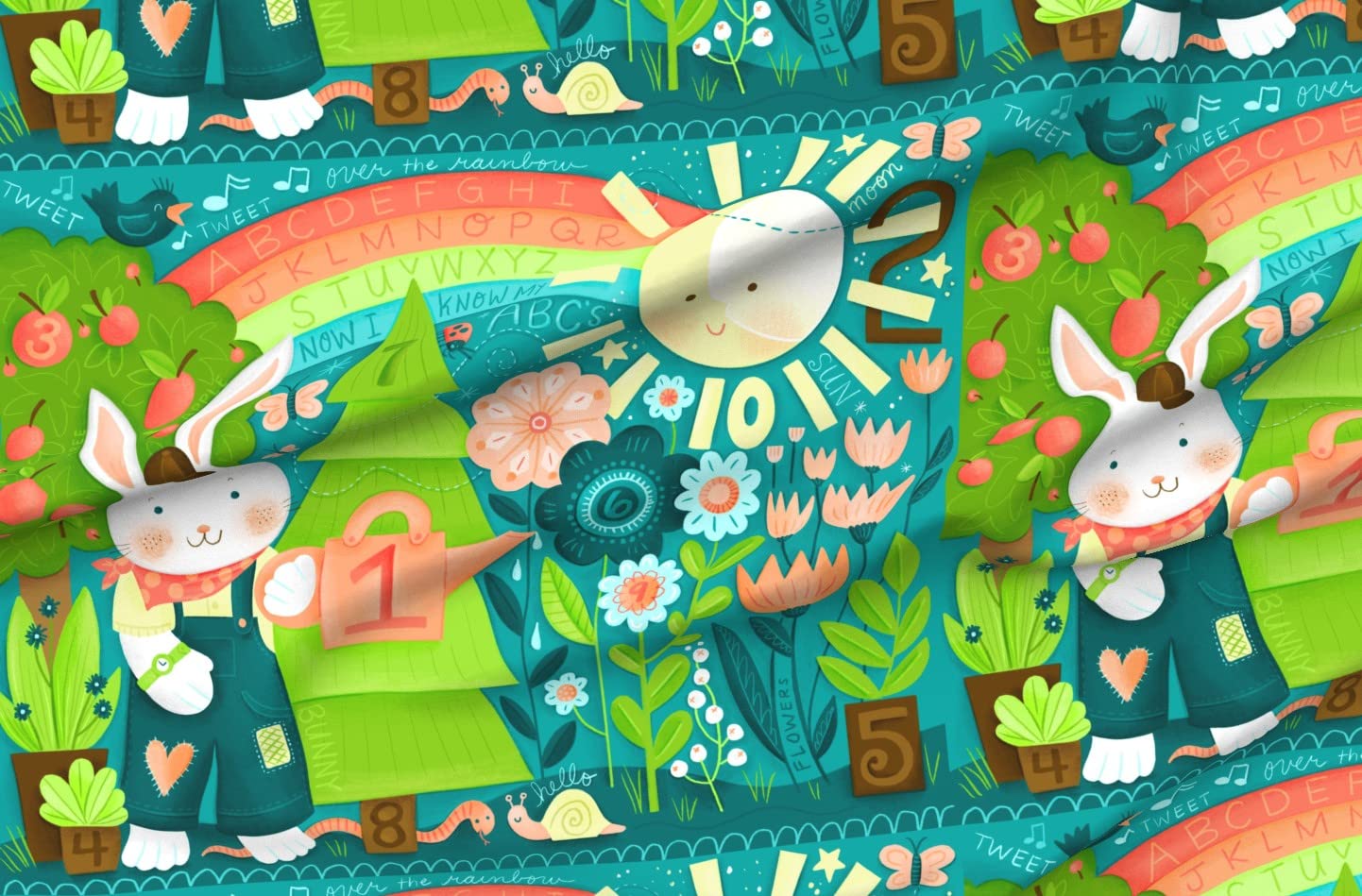Premium Spoonflower Fabric - Garden Play School Teacher Print on Soft Minky Fabric by The Yard - Perfect for Sewing Baby Blankets, Quilt Backing & Plush Toys | DIY Nursery Decor, Kids Room Projects & Handmade Gifts