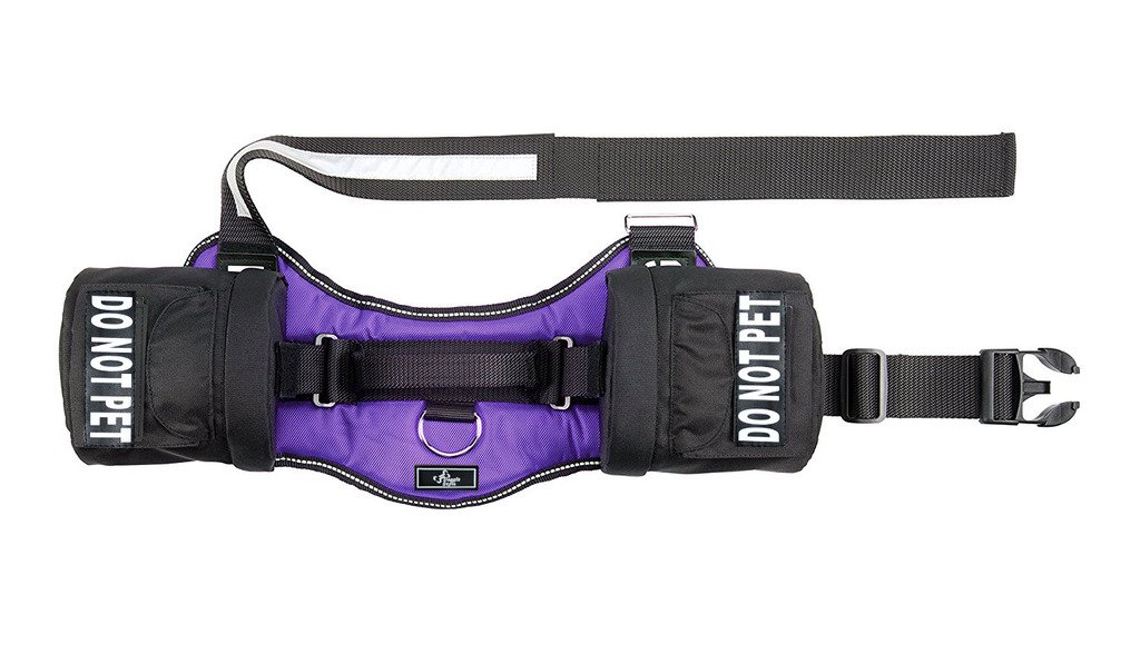 Doggie Stylz No Pet Dog Harness Vest with Detachable Saddle Bags & Reflective Strips - Red (19-25