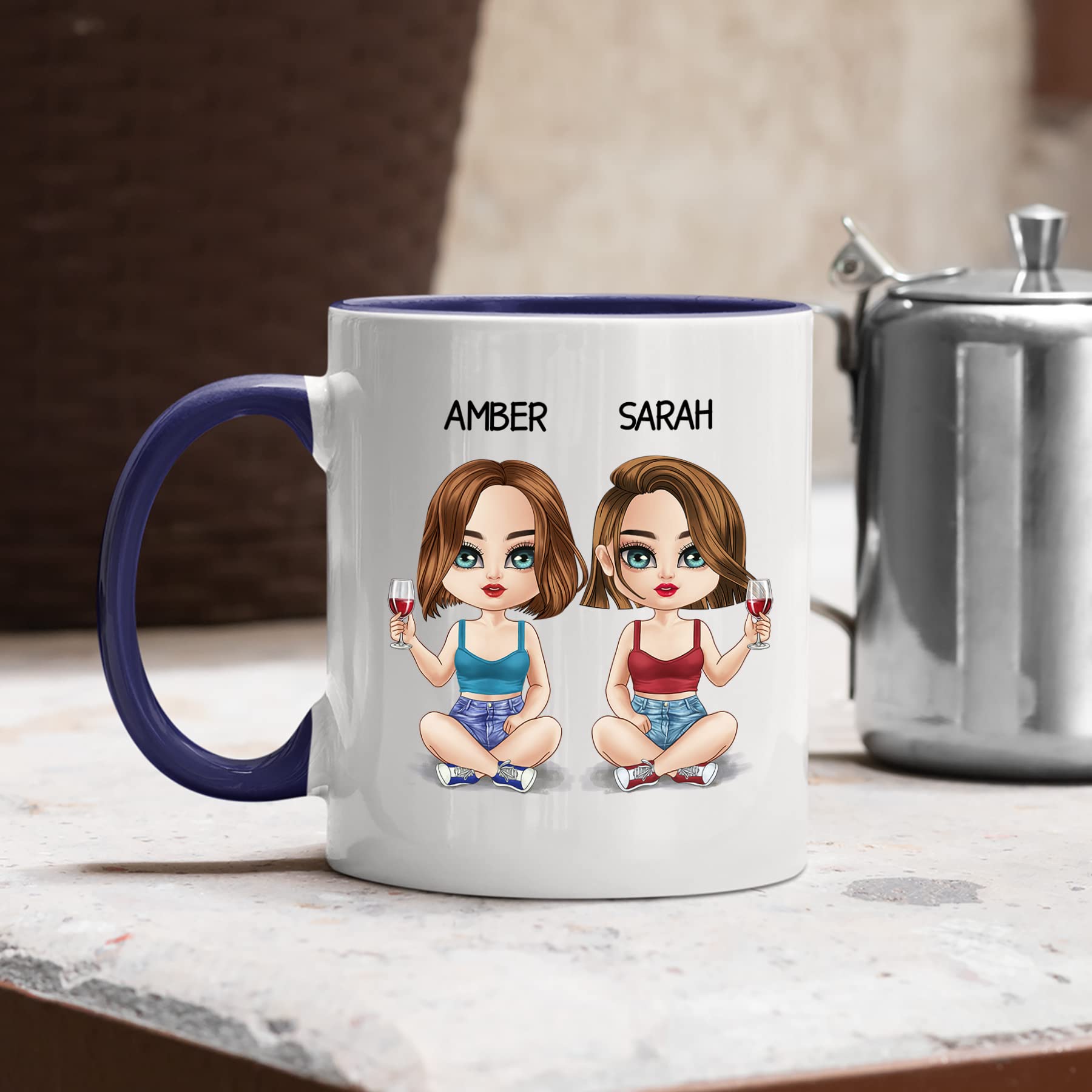 Personalized Best Friend Coffee Mug for Women - Custom Name & Address 11oz Ceramic Cup - Unique BFF Gifts for Long Distance Friendship, Sister Soulmates - Perfect for Coffee, Tea & Hot Chocolate at Home/Office