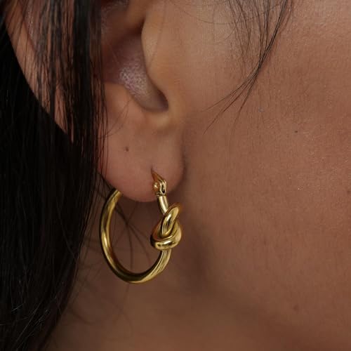 1 Pairs Gold Knot Hoops