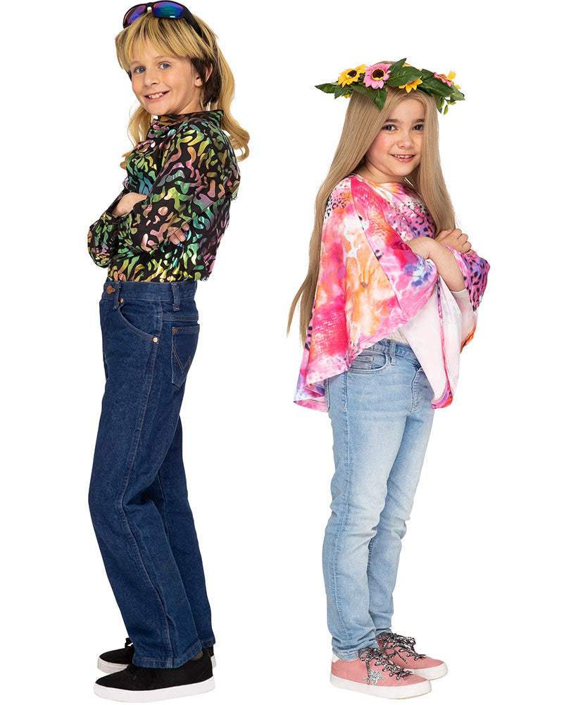 60s Flower Child Kids Costume Kit - Hippie Outfit for Boys & Girls - Perfect for Halloween, Dress Up Parties & Theme Events